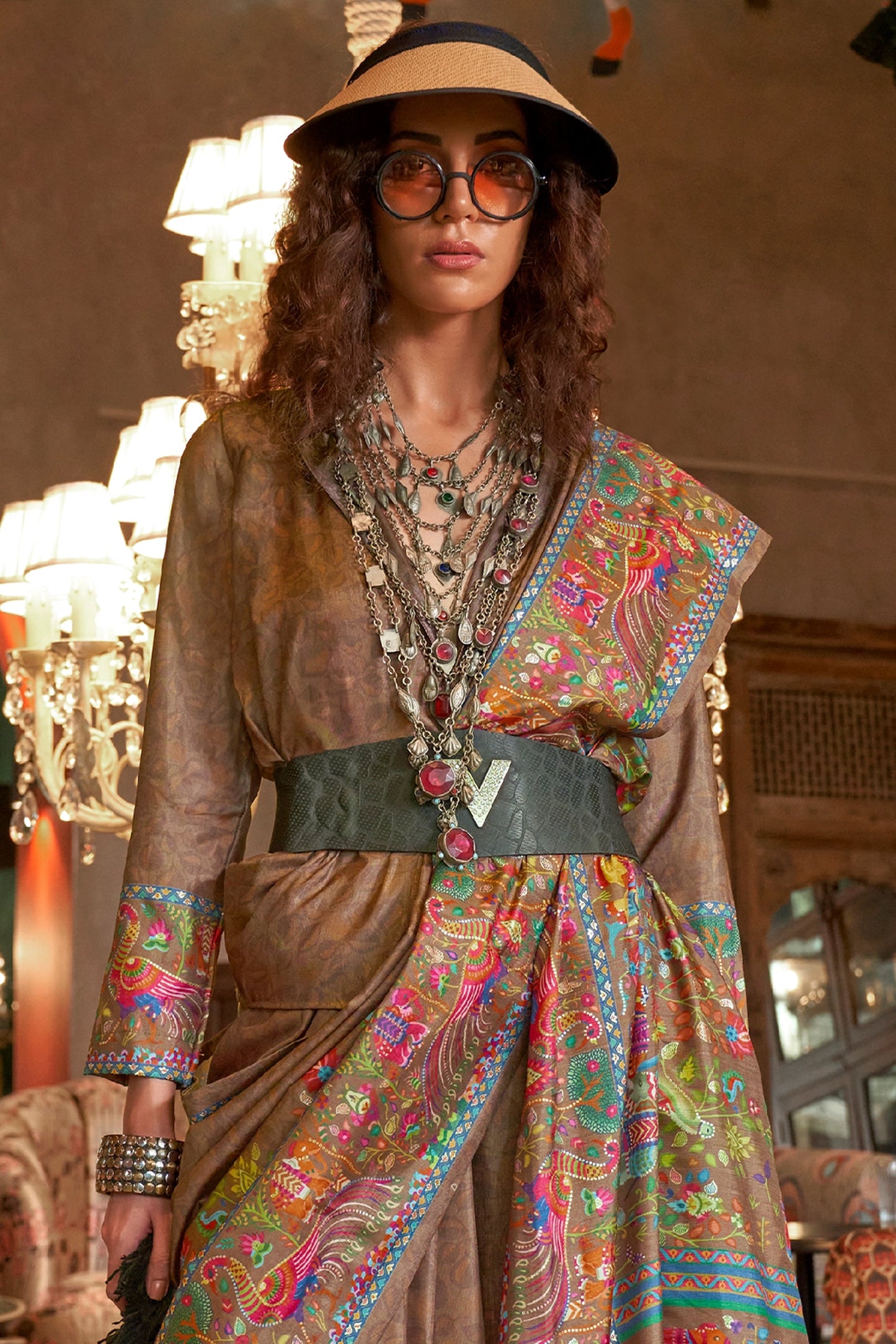 Brown Printed Silk Saree-SAR11272_3_SareeButa.com