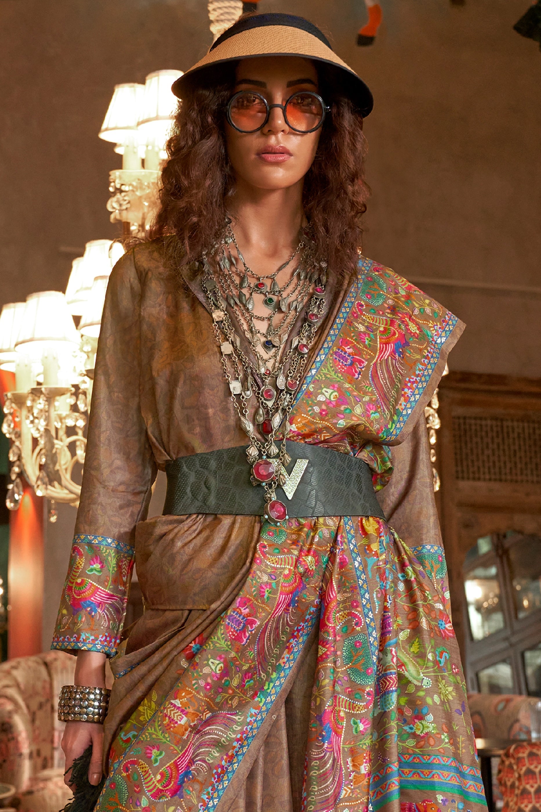 Brown Printed Silk Saree-SAR11272_3_SareeButa.com