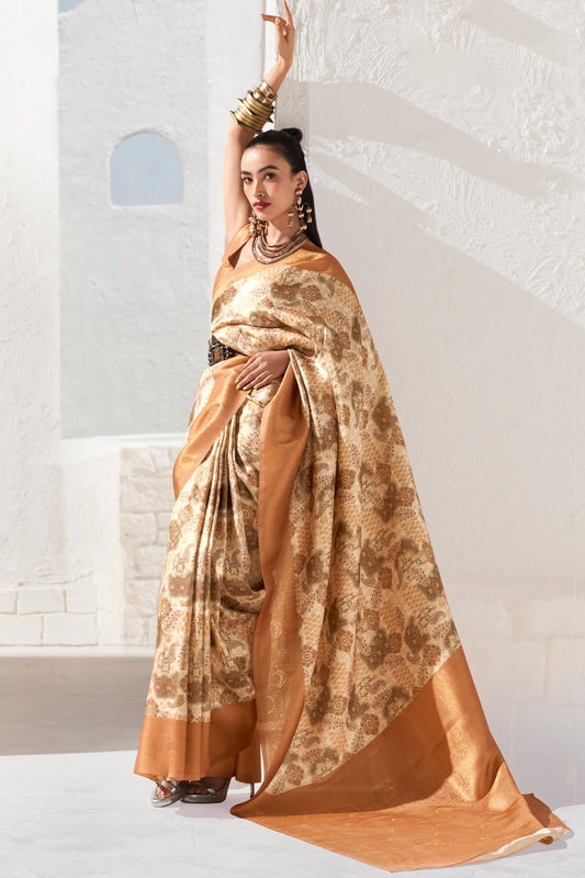 Brown Printed Silk Saree-ZB133413_1_SareeButa.com