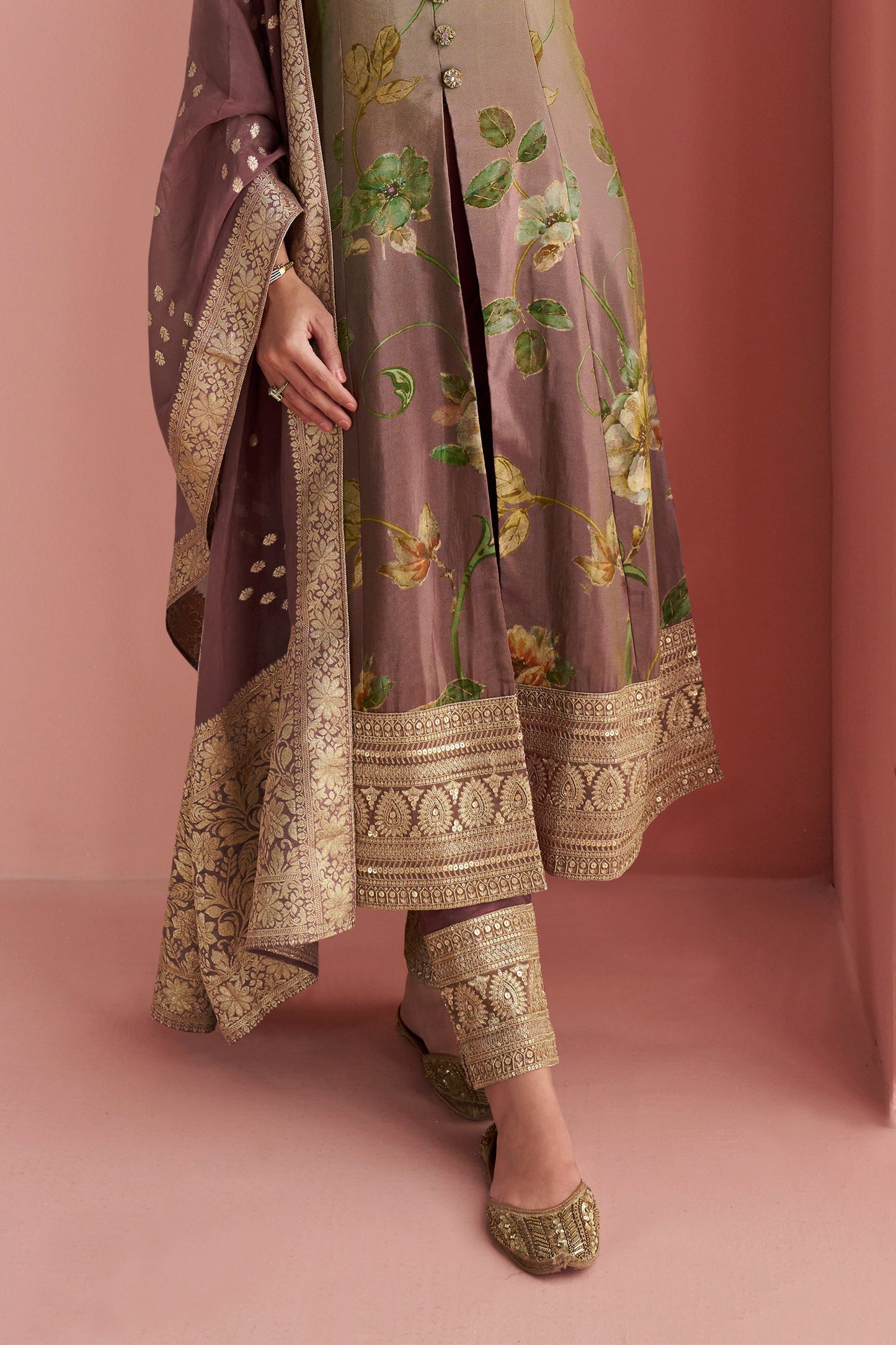Brown Readymade Embroidered Silk Suit-SAR10500_4_SareeButa.com
