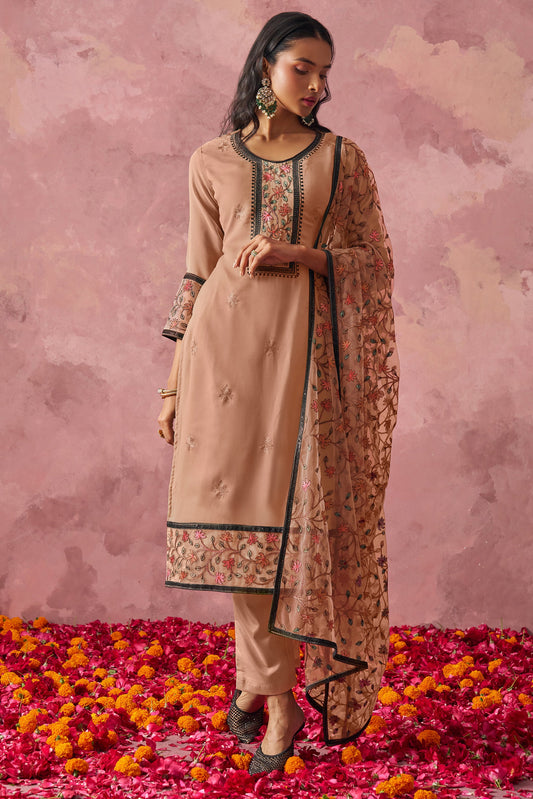 Brown Readymade Georgette Salwar Suit-SS419_1_SareeButa.com