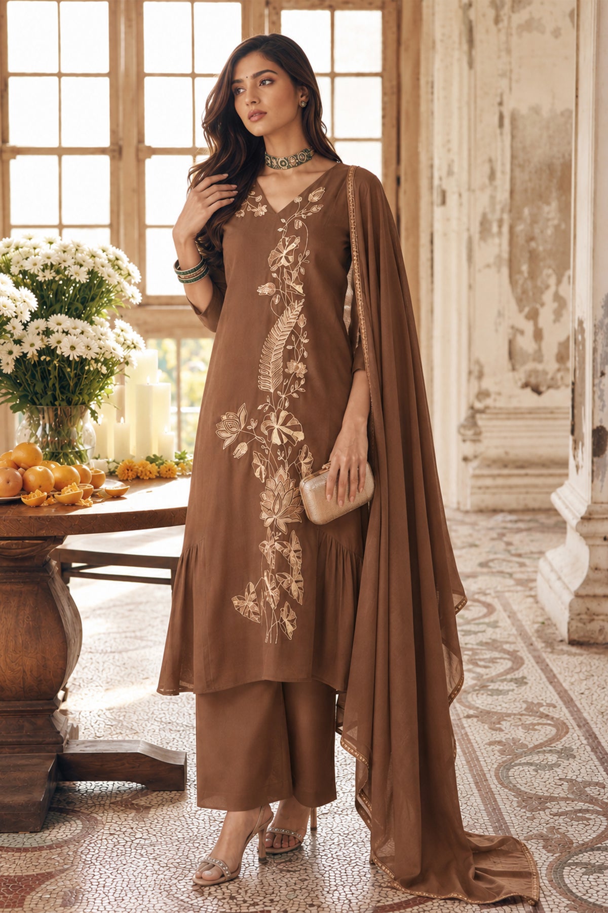 Brown Readymade Mul Chanderi Suit-SAR13334_1_SareeButa.com