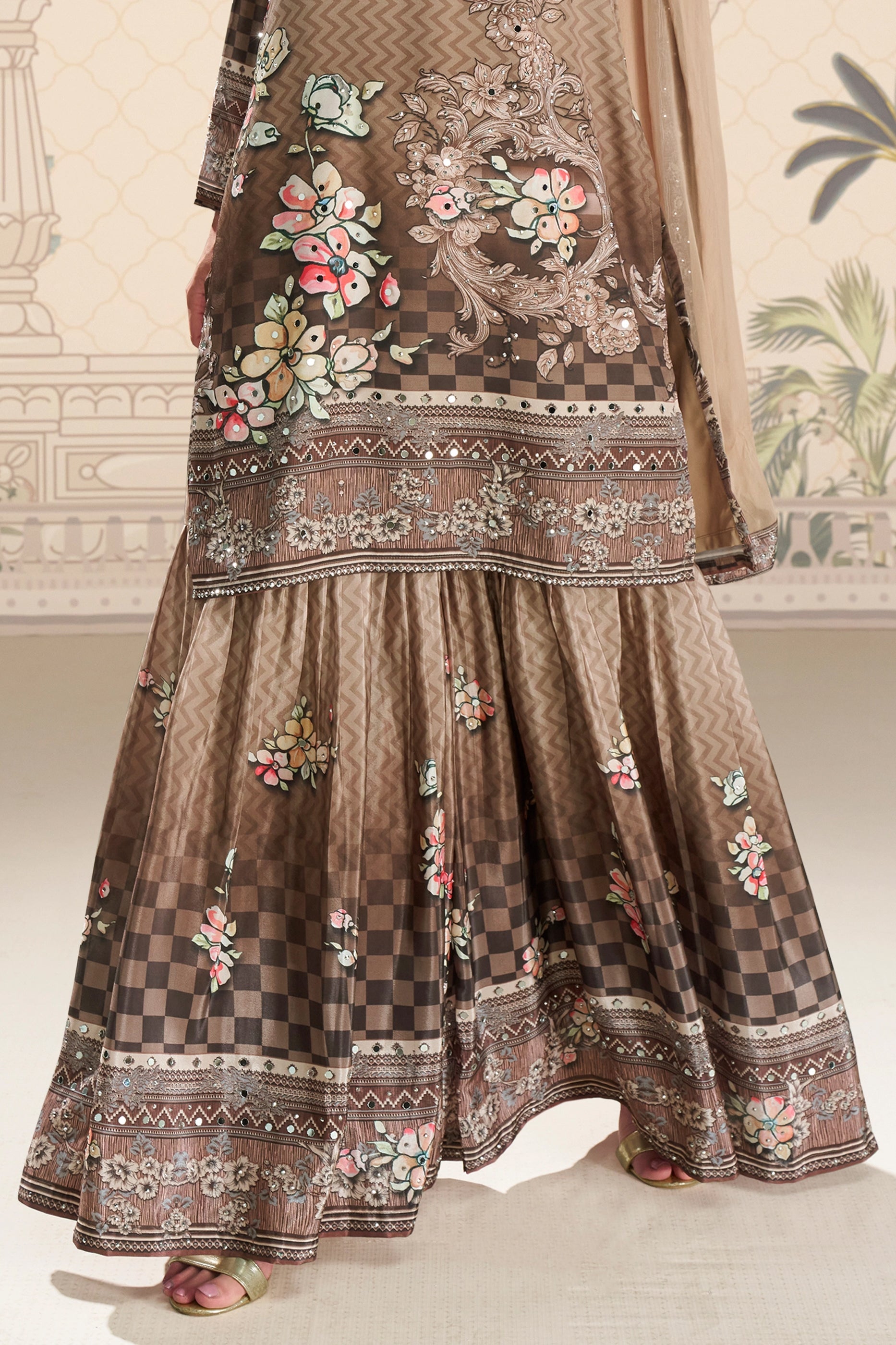 Brown Readymade Satin Crepe Sharara Suit-SAR10936_4_SareeButa.com