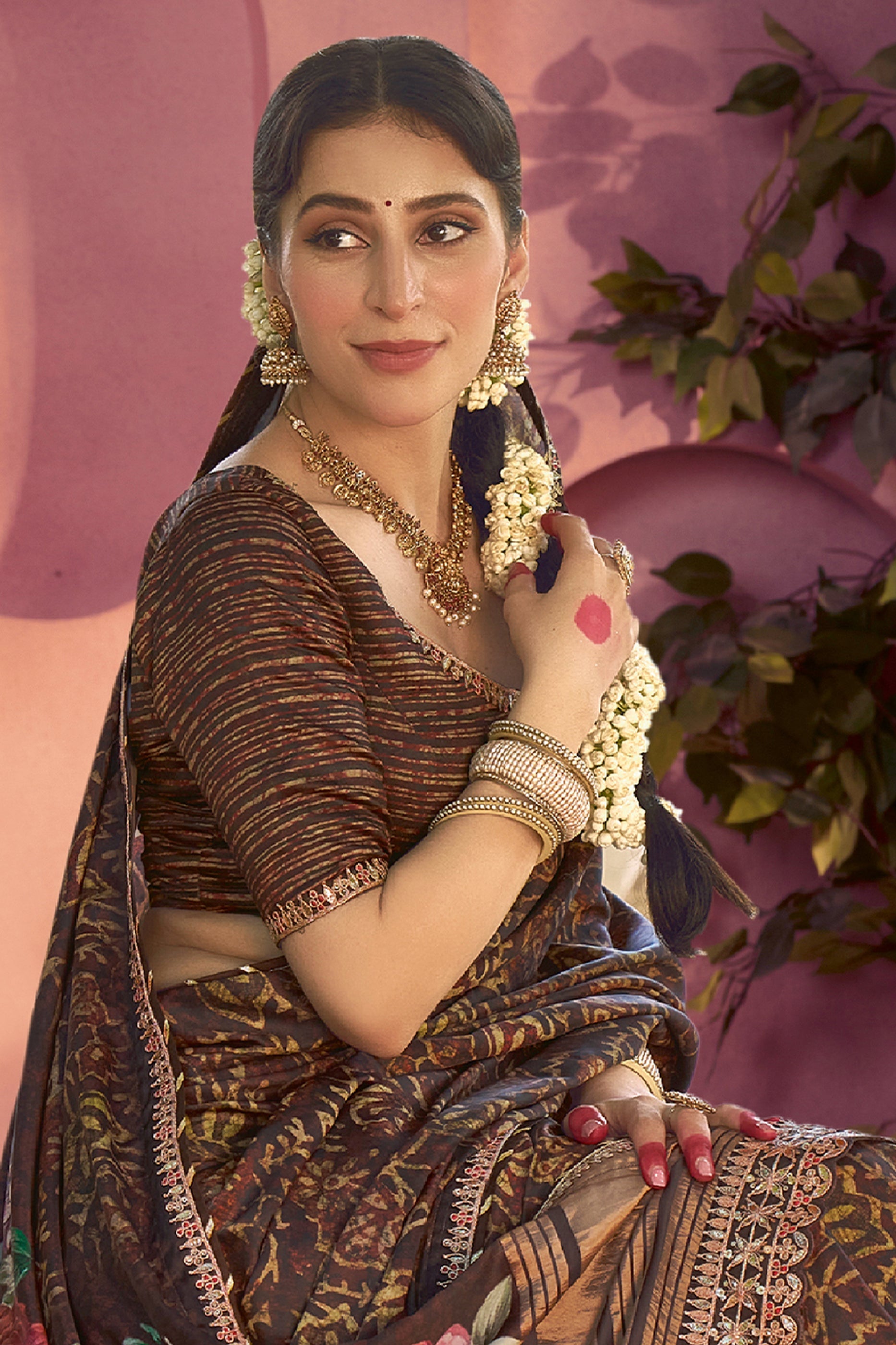 Brown Traditional Print Gajji Silk Saree-SAR10896_2_SareeButa.com