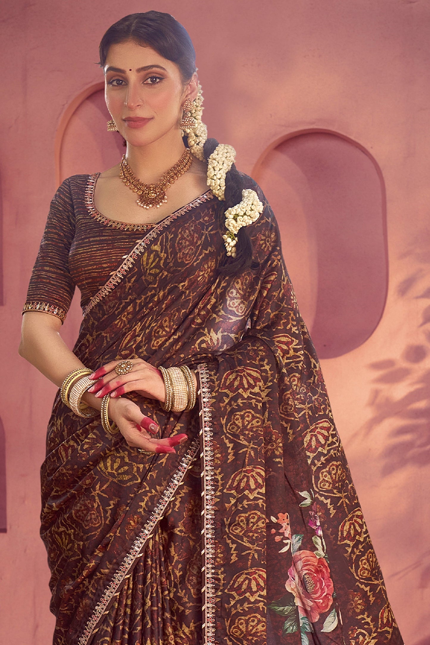 Brown Traditional Print Gajji Silk Saree-SAR10896_3_SareeButa.com