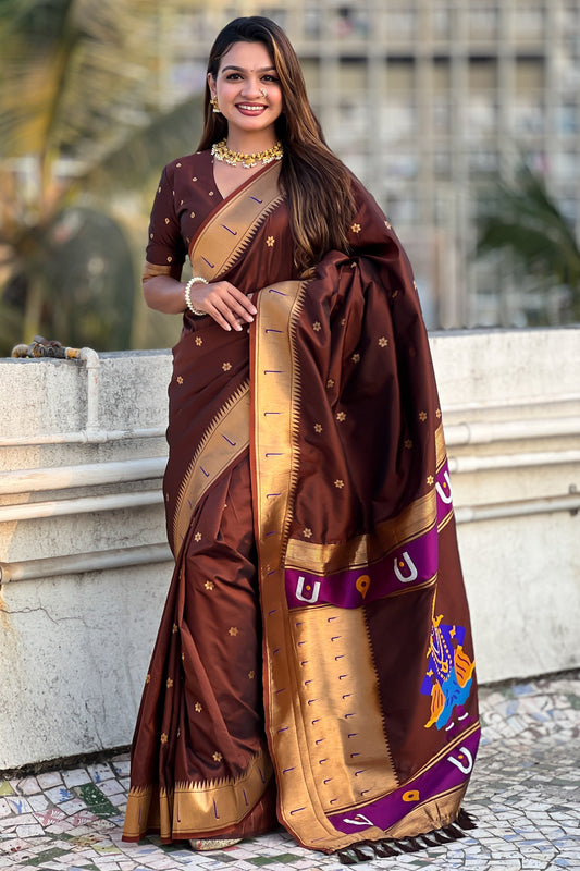 Brown Woven Paithani Saree-ZB134806_1_SareeButa.com