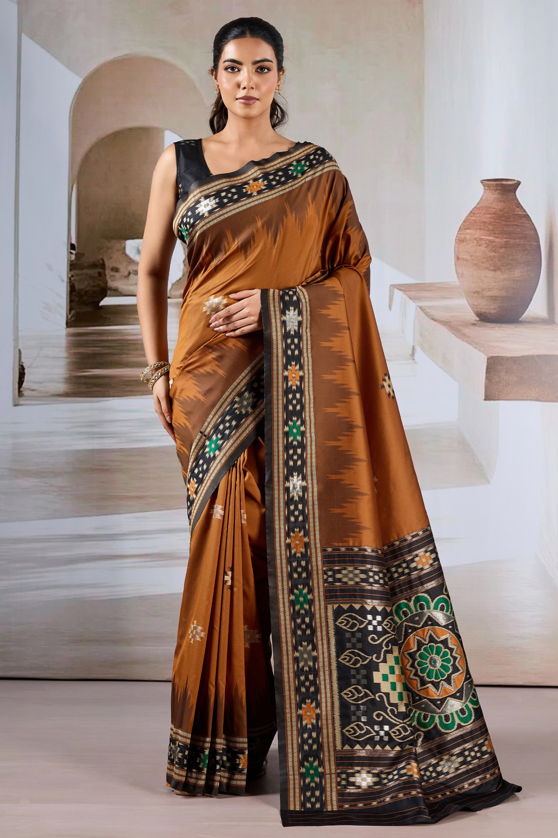 Brown Woven Patola Silk Saree-SAR12422_1_SareeButa.com