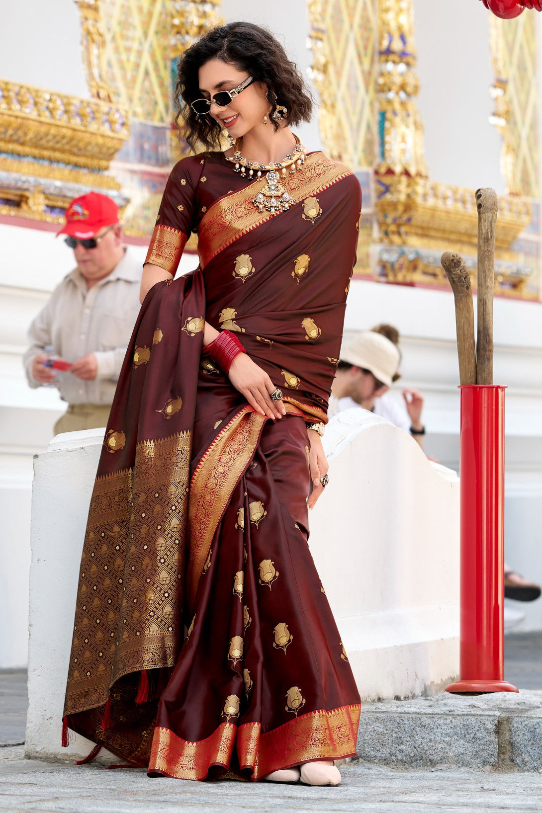 Brown Woven Satin Silk Saree-ZB134727_3_SareeButa.com
