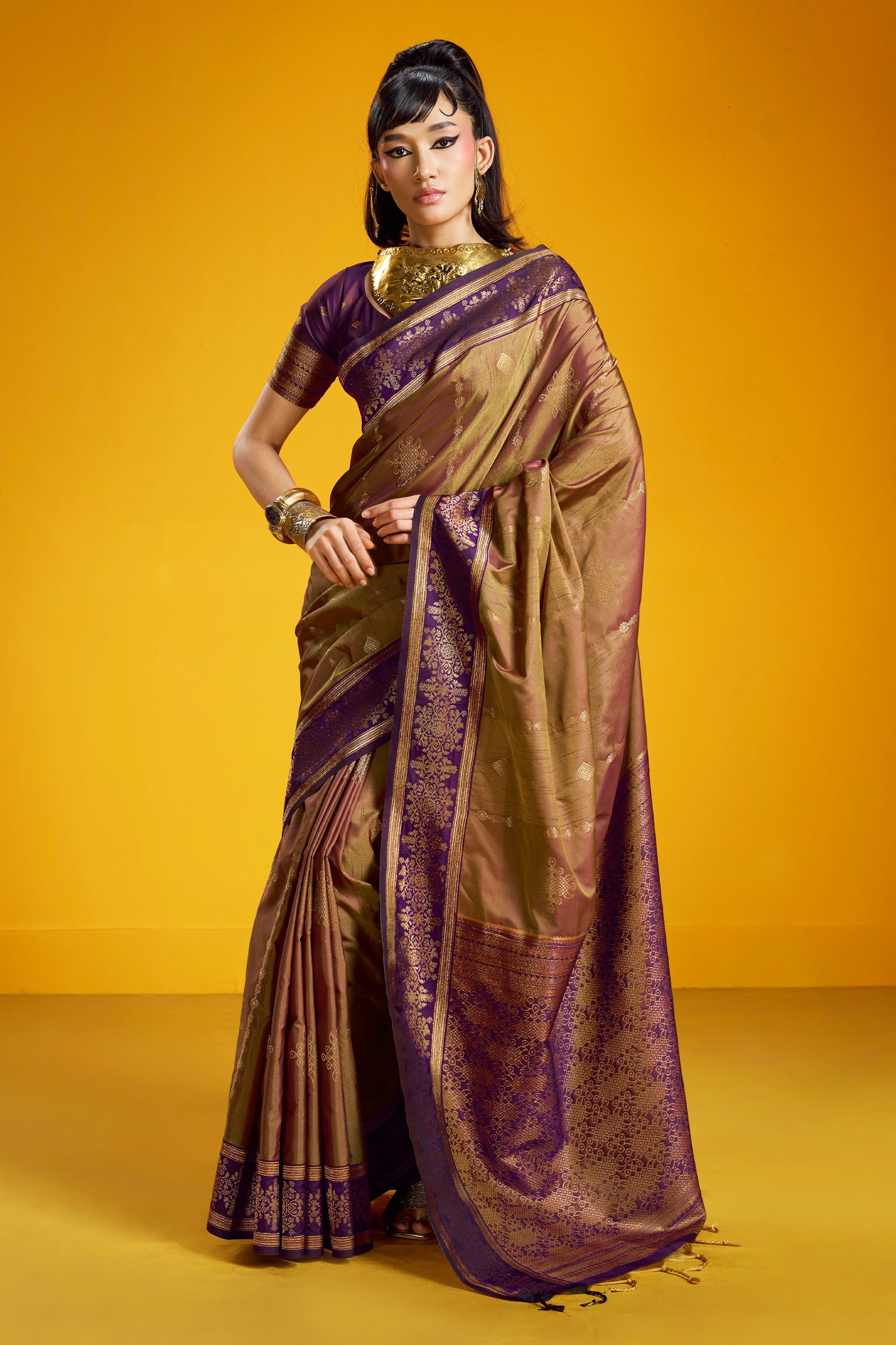 Brown Woven Silk Saree-SAR12367_1_SareeButa.com