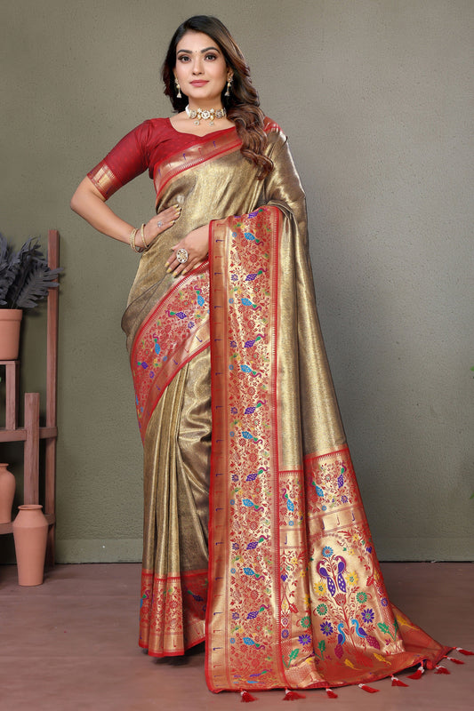 Brown Woven Tissue Silk Paithani Saree-ZB134812_1_SareeButa.com