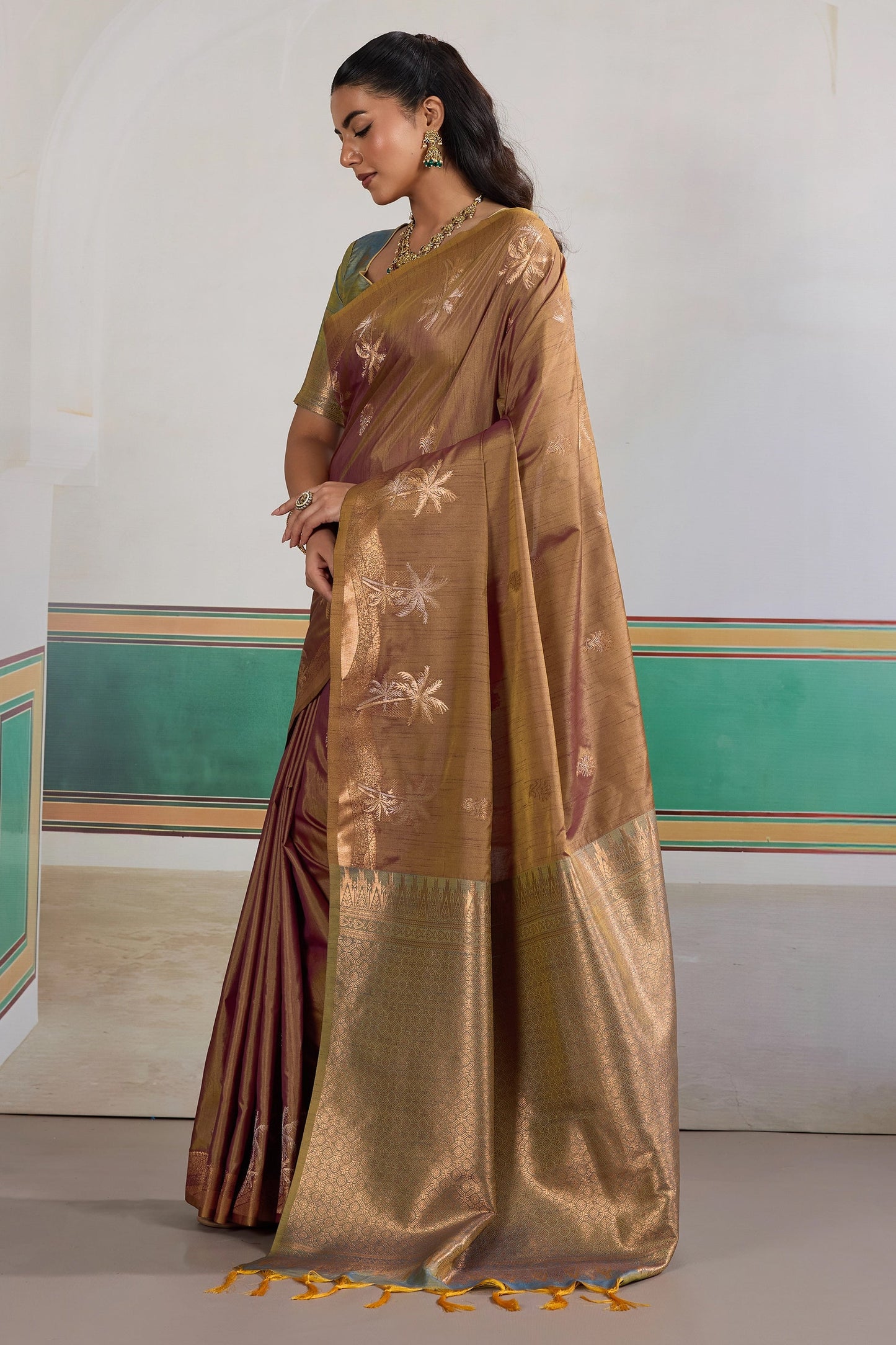 Brown Woven Tussar Silk Saree-SAR11199_4_SareeButa.com