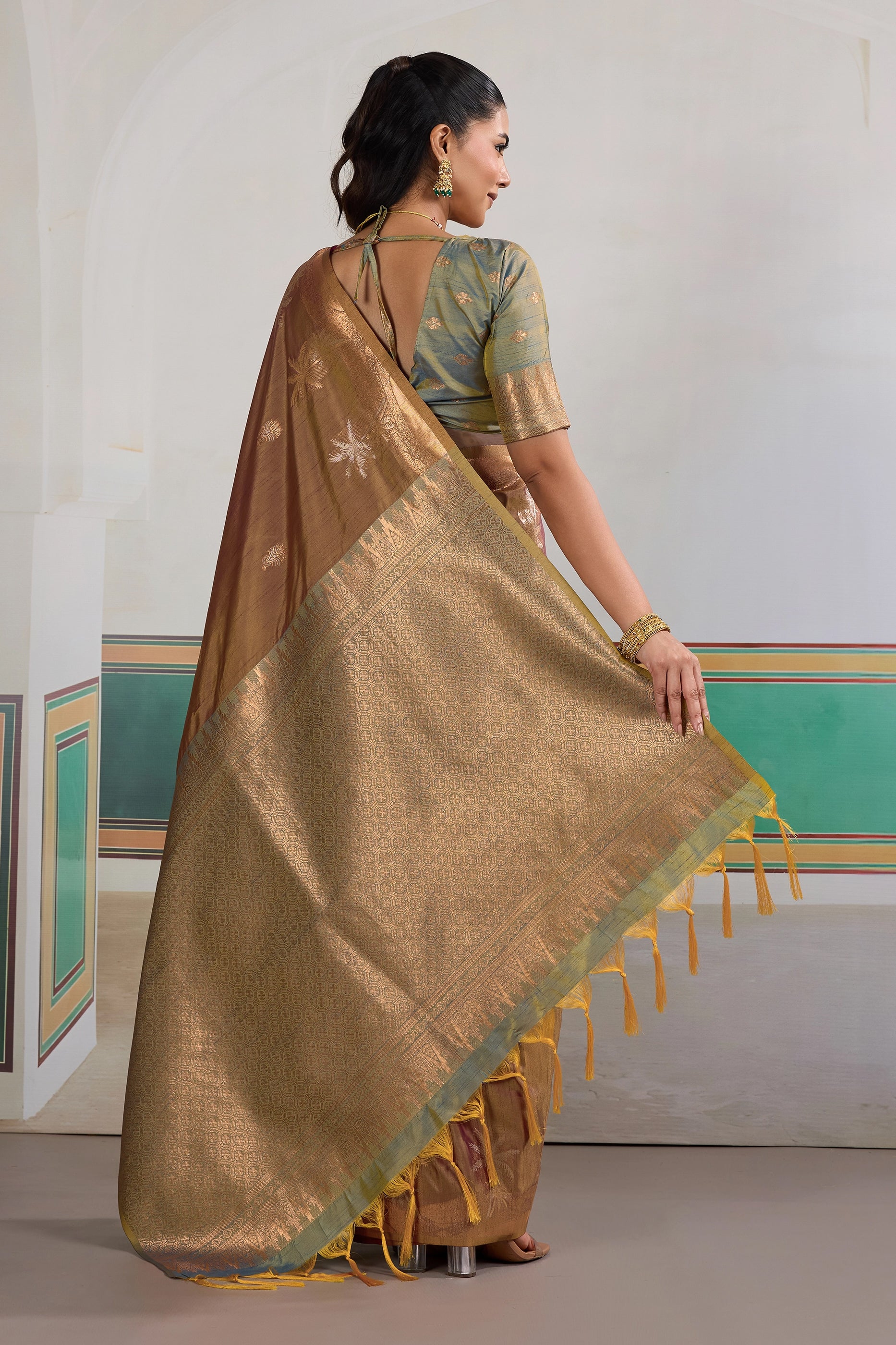 Brown Woven Tussar Silk Saree-SAR11199_5_SareeButa.com
