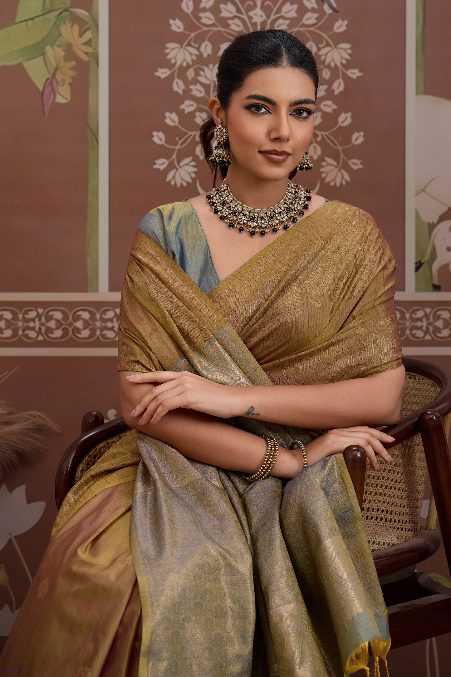 Brown Woven Tussar Silk Saree-SAR12312_2_SareeButa.com