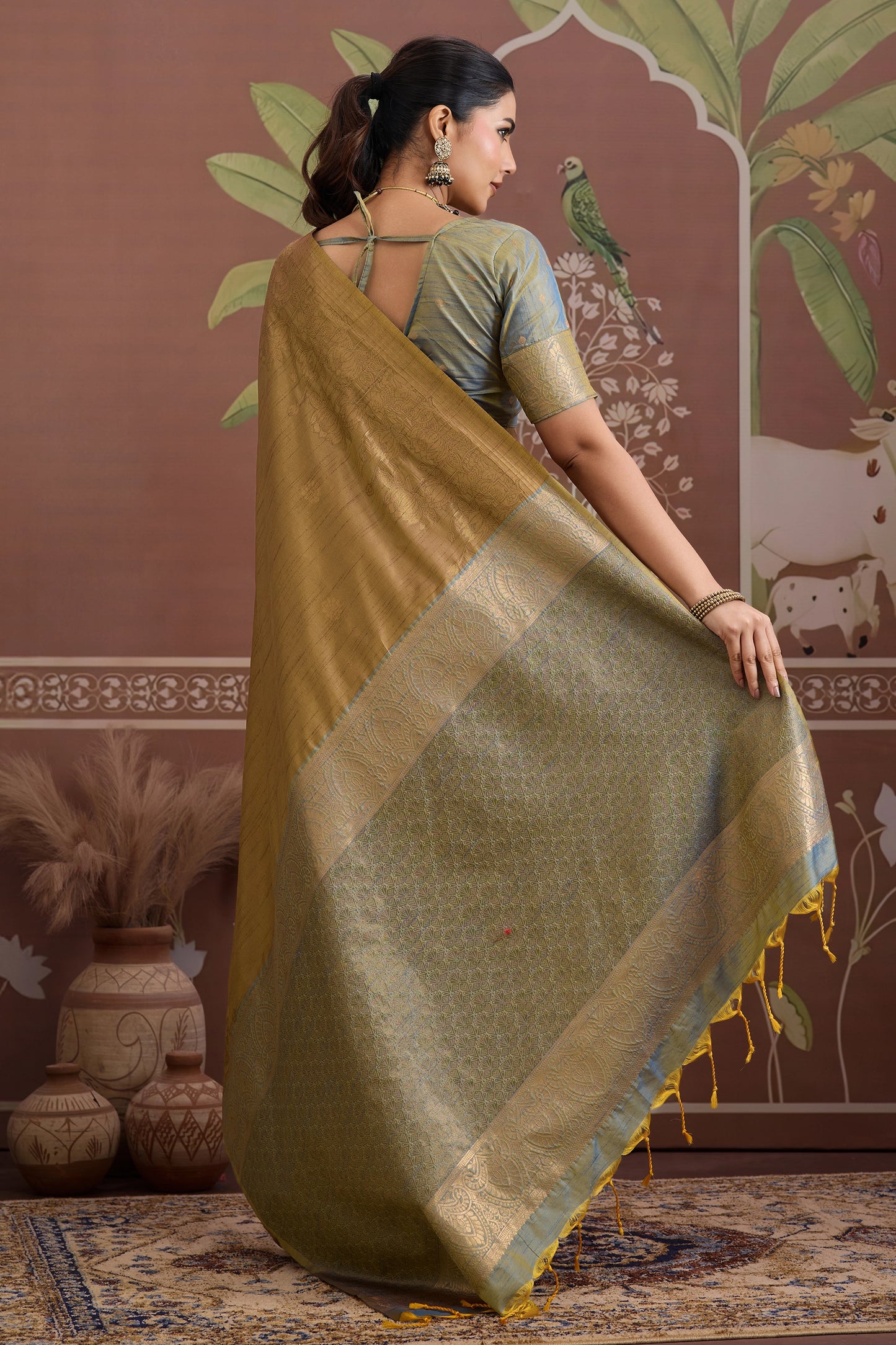 Brown Woven Tussar Silk Saree-SAR12312_3_SareeButa.com