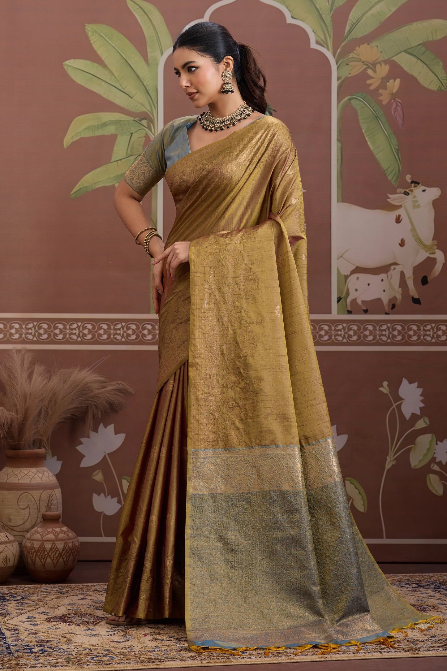 Brown Woven Tussar Silk Saree-SAR12312_4_SareeButa.com