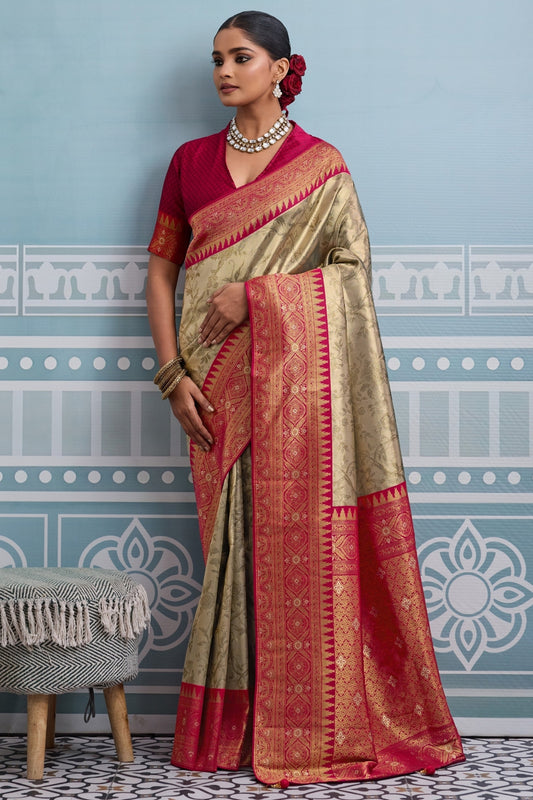 Brown and Red Woven Kanjivaram Silk Saree-SAR10381_1_SareeButa.com