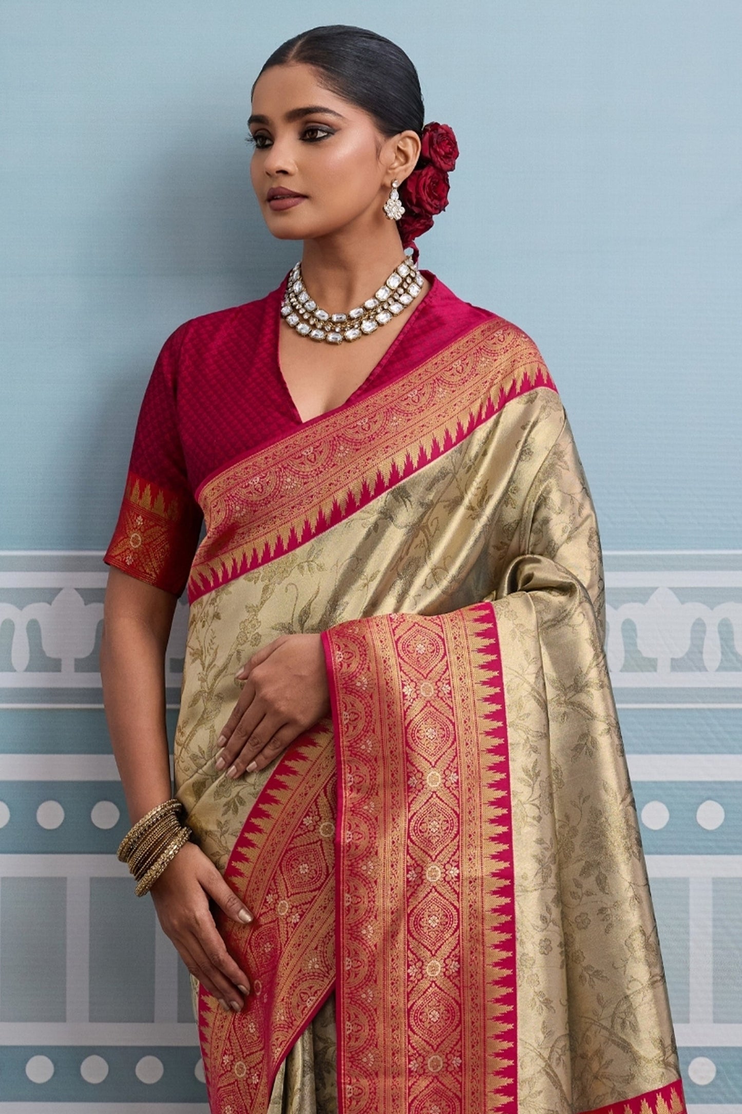 Brown and Red Woven Kanjivaram Silk Saree-SAR10381_4_SareeButa.com