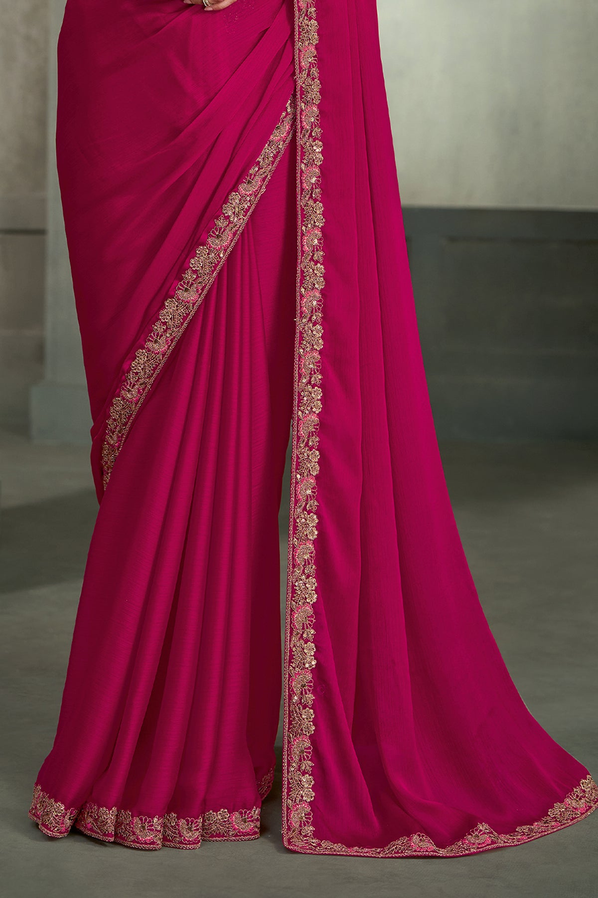 Burberry Pink Embroidered Satin Chiffon Saree-SAR13289_4_SareeButa.com