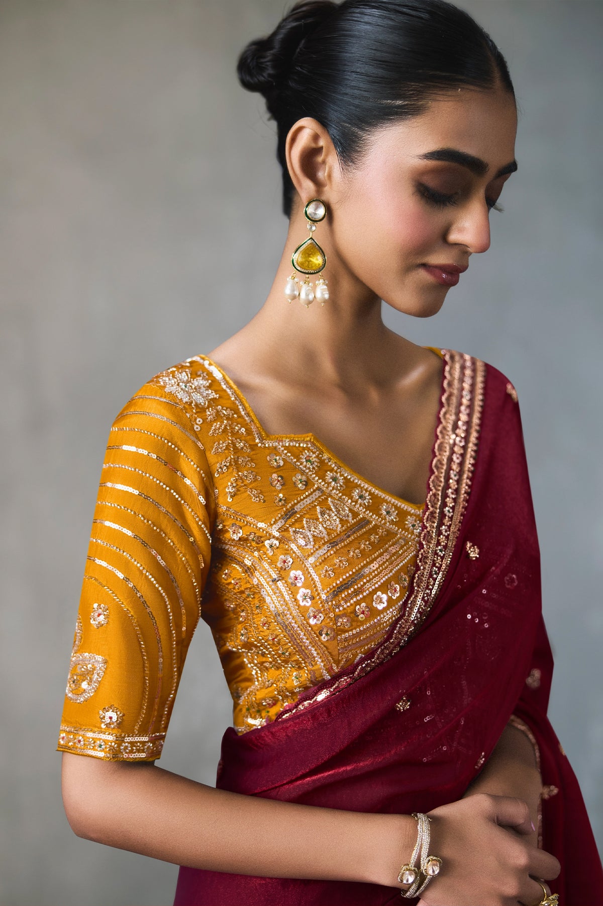 Burgundy Red Embroidered Silk Saree-SAR13404_2_SareeButa.com