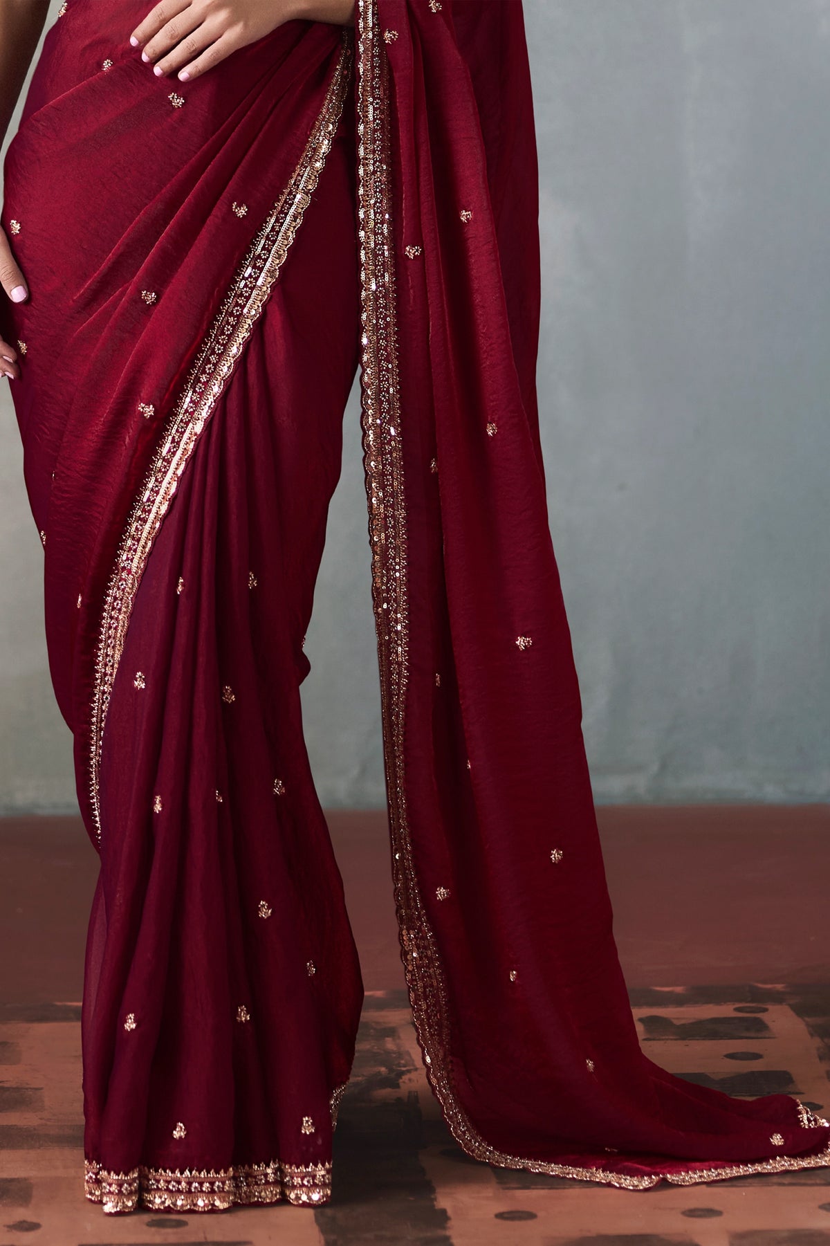 Burgundy Red Embroidered Silk Saree-SAR13404_5_SareeButa.com