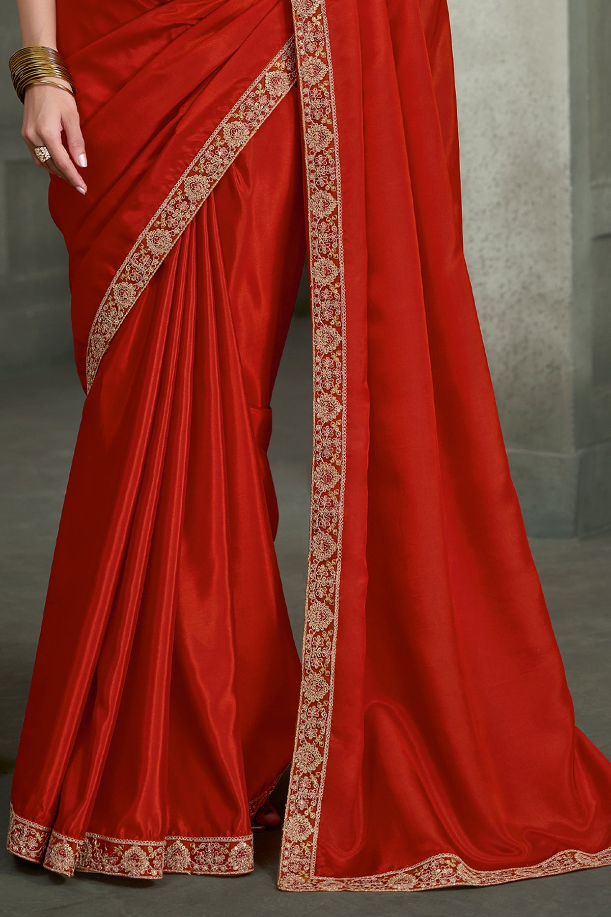 Burnt Orange Embroidered Crepe Silk Saree-SAR13282_4_SareeButa.com