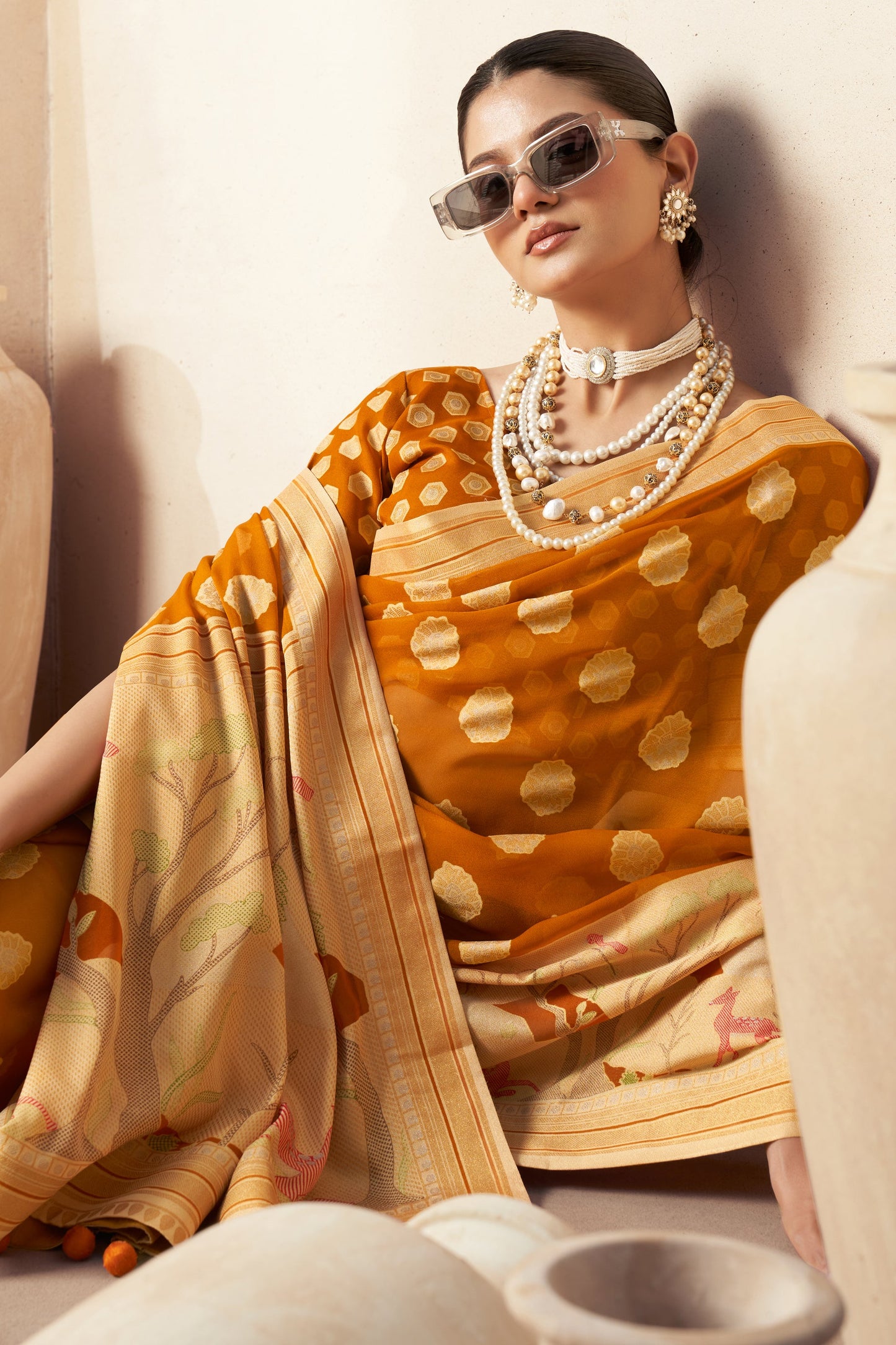 Burnt Orange Georgette Paithani Saree-ZB133753_3_SareeButa.com