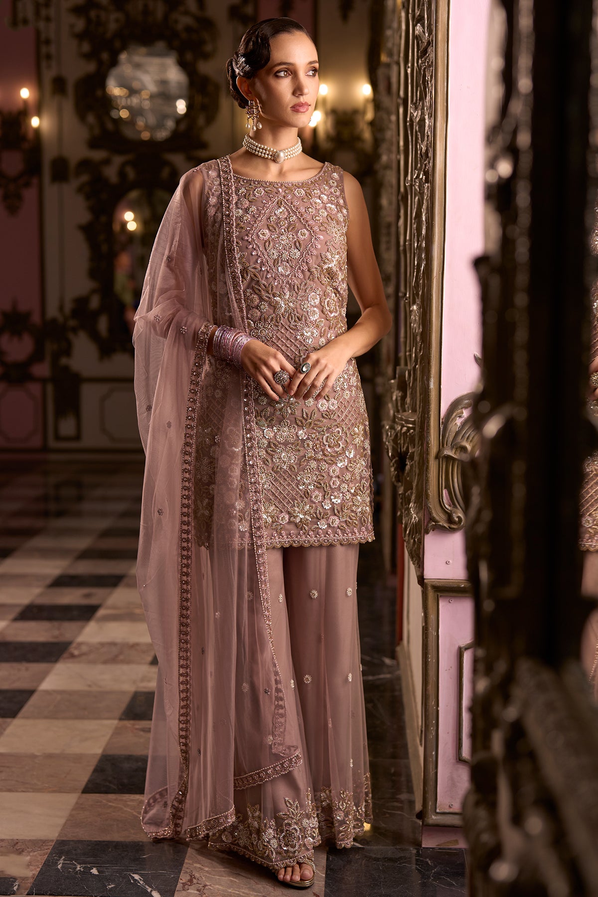 Cafe Rose Readymade Heavy Work Net Suit-SAR13243_1_SareeButa.com