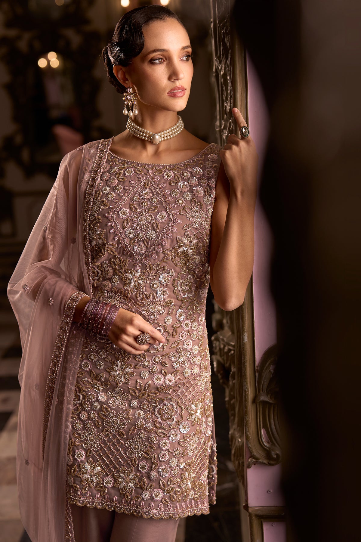 Cafe Rose Readymade Heavy Work Net Suit-SAR13243_4_SareeButa.com