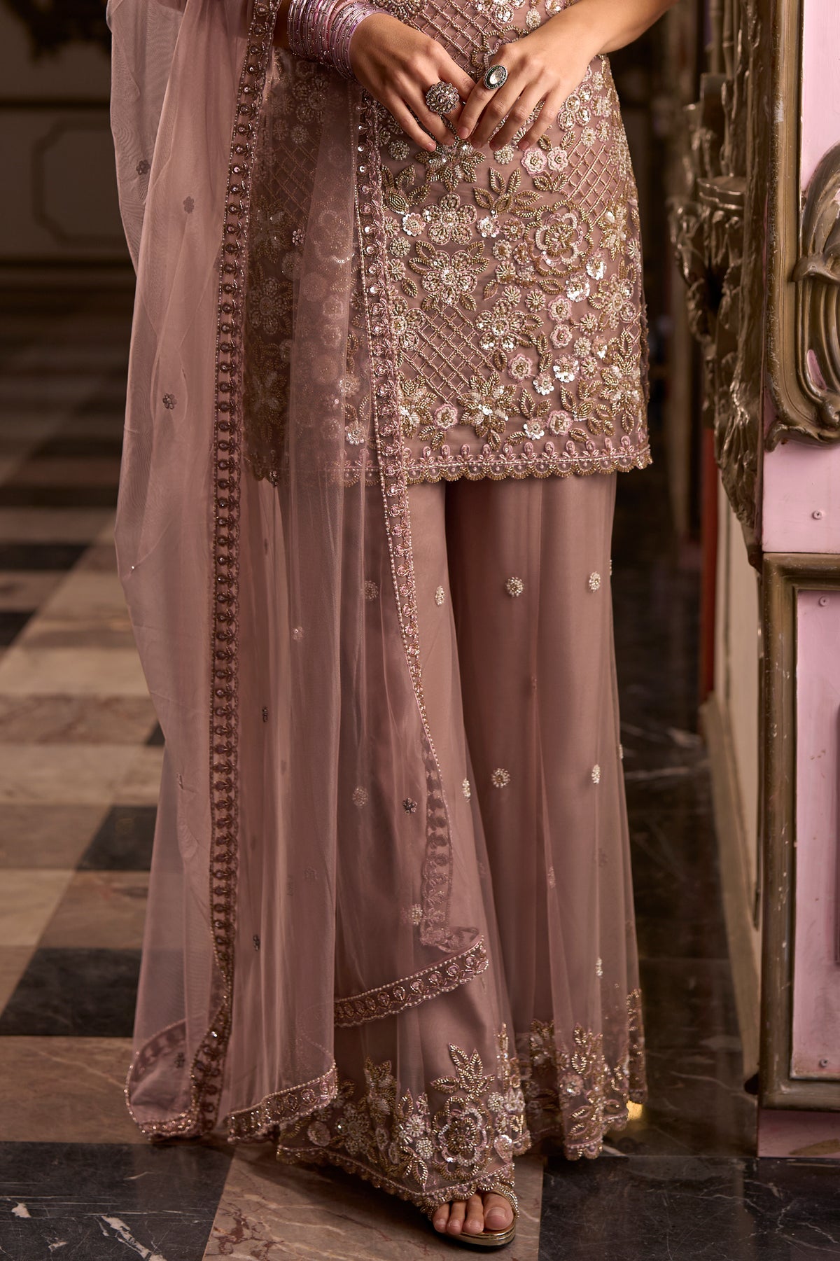 Cafe Rose Readymade Heavy Work Net Suit-SAR13243_6_SareeButa.com