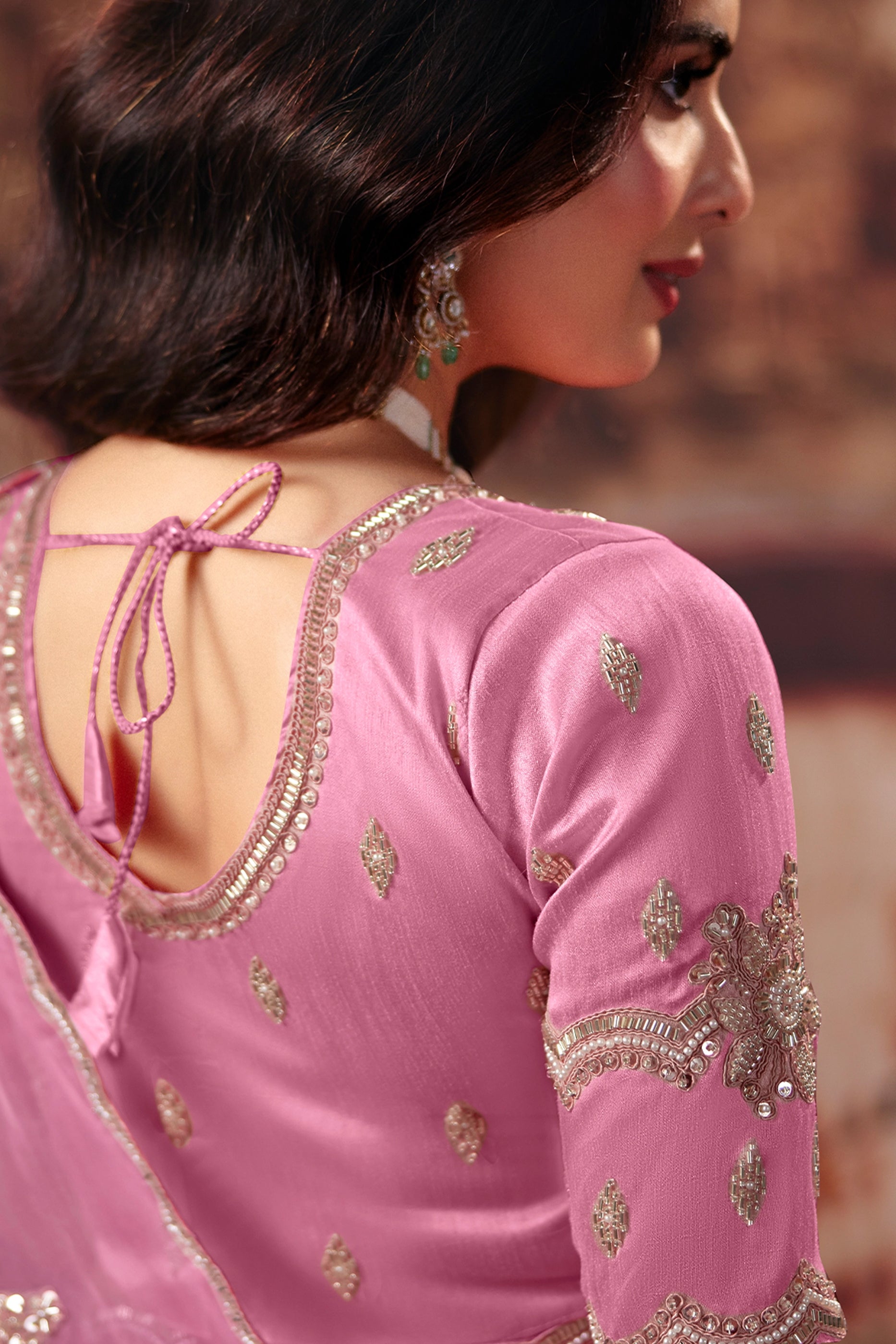 Candy Pink Embroidered Organza Saree-SAR13203_3_SareeButa.com