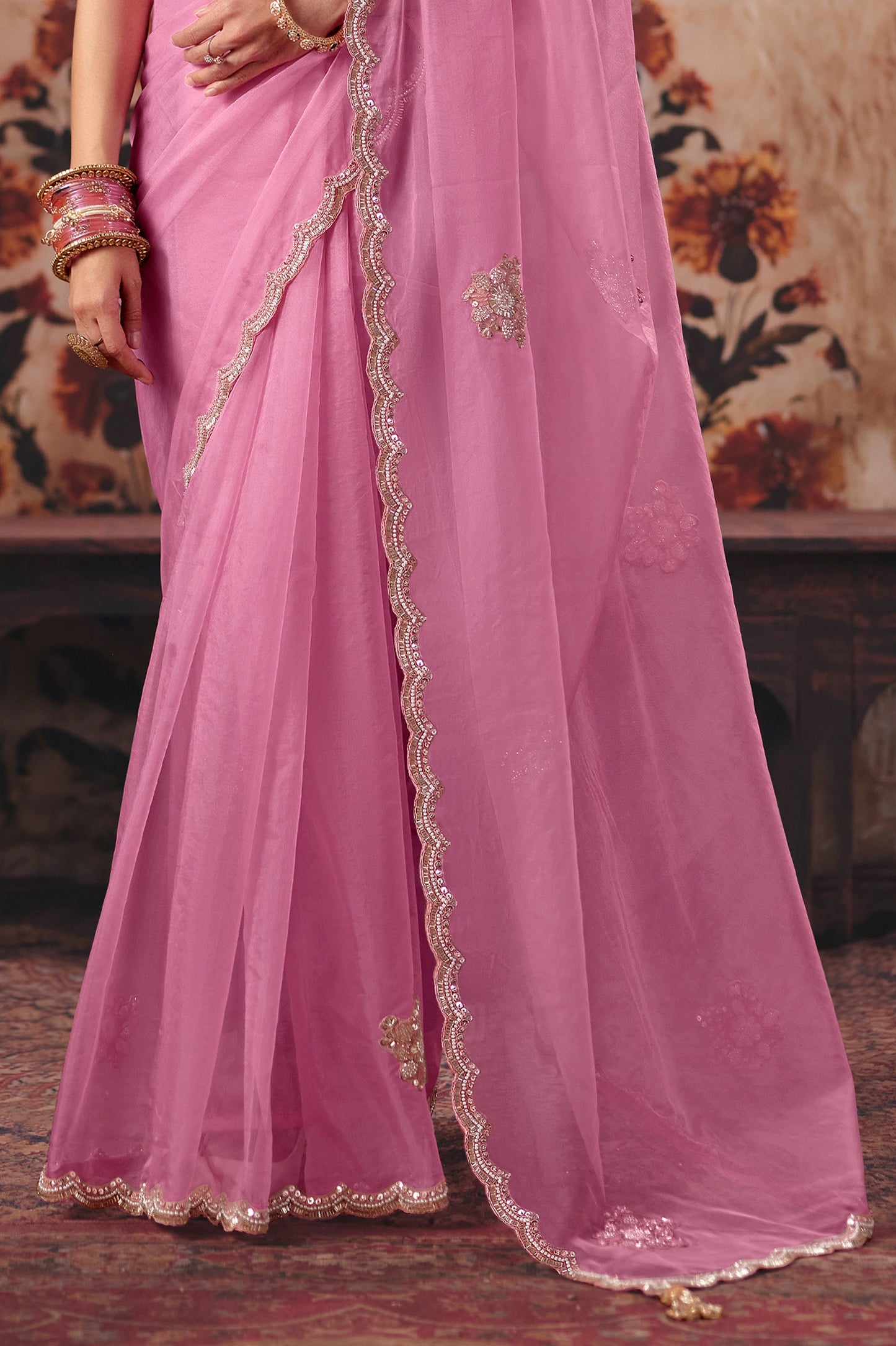Candy Pink Embroidered Organza Saree-SAR13203_5_SareeButa.com