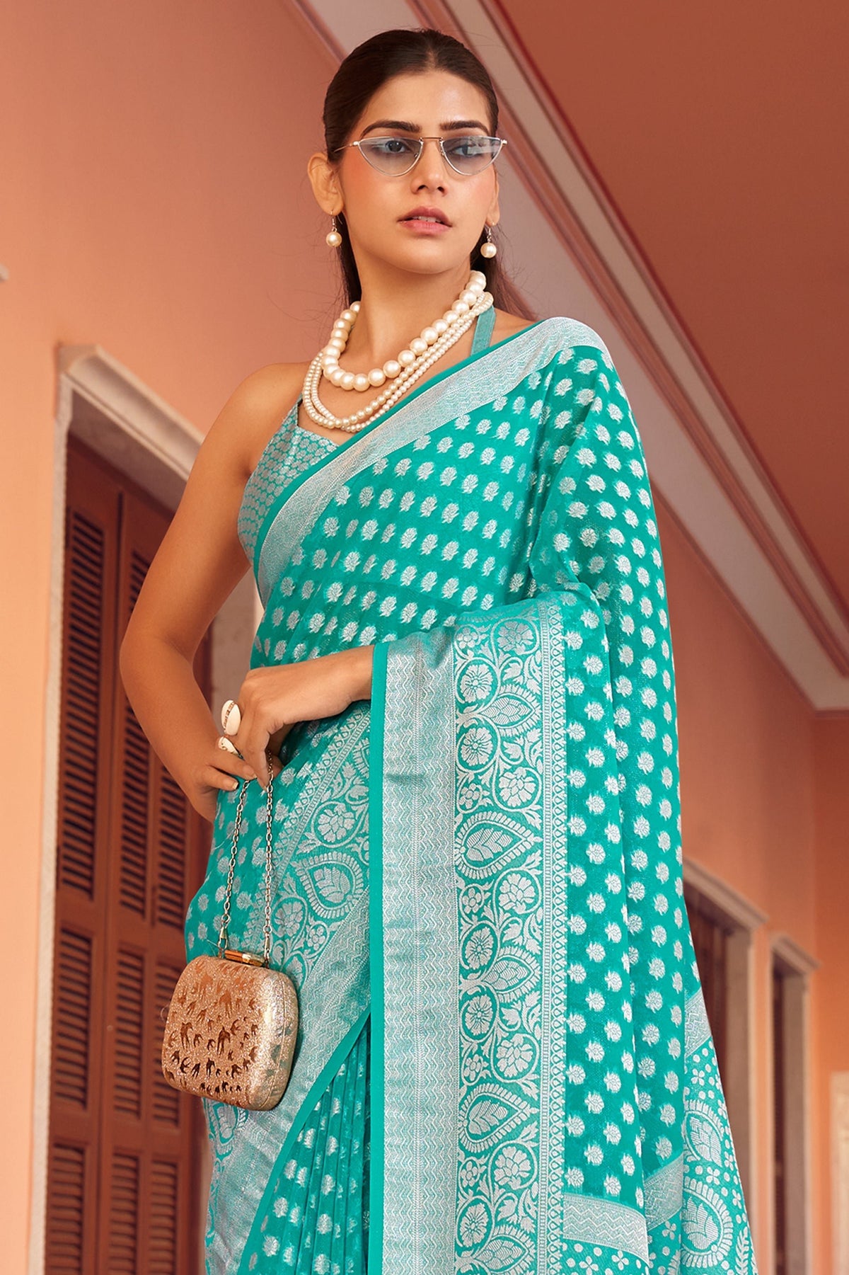 Ceramic Blue Woven Georgette Saree-SAR10179_2_SareeButa.com