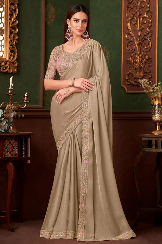 Champagne Embroidered Georgette Silk Saree-ZB133569_1_SareeButa.com