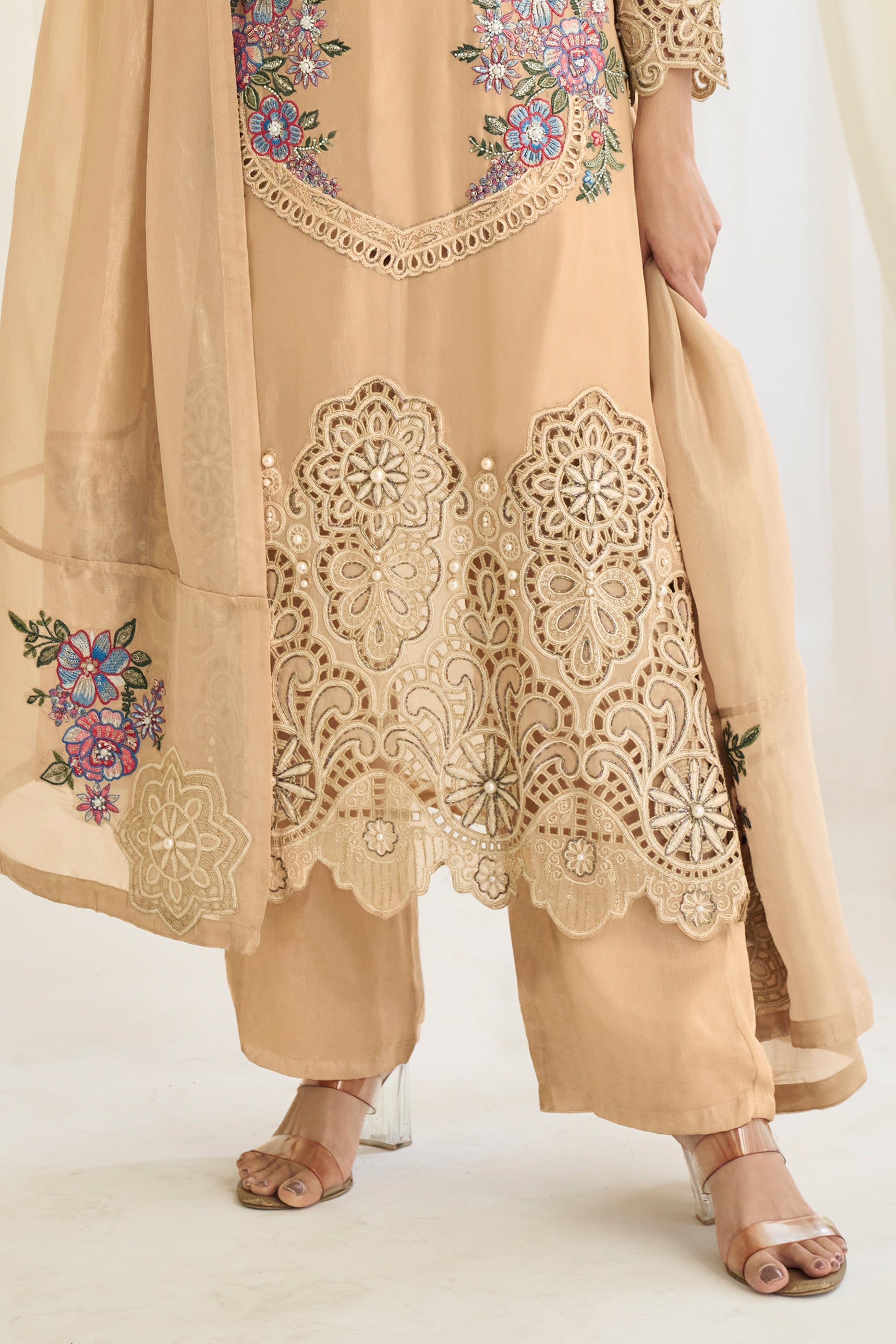 Champagne Beige Readymade Embroidered Silk Suit-SAR11982_4_SareeButa.com