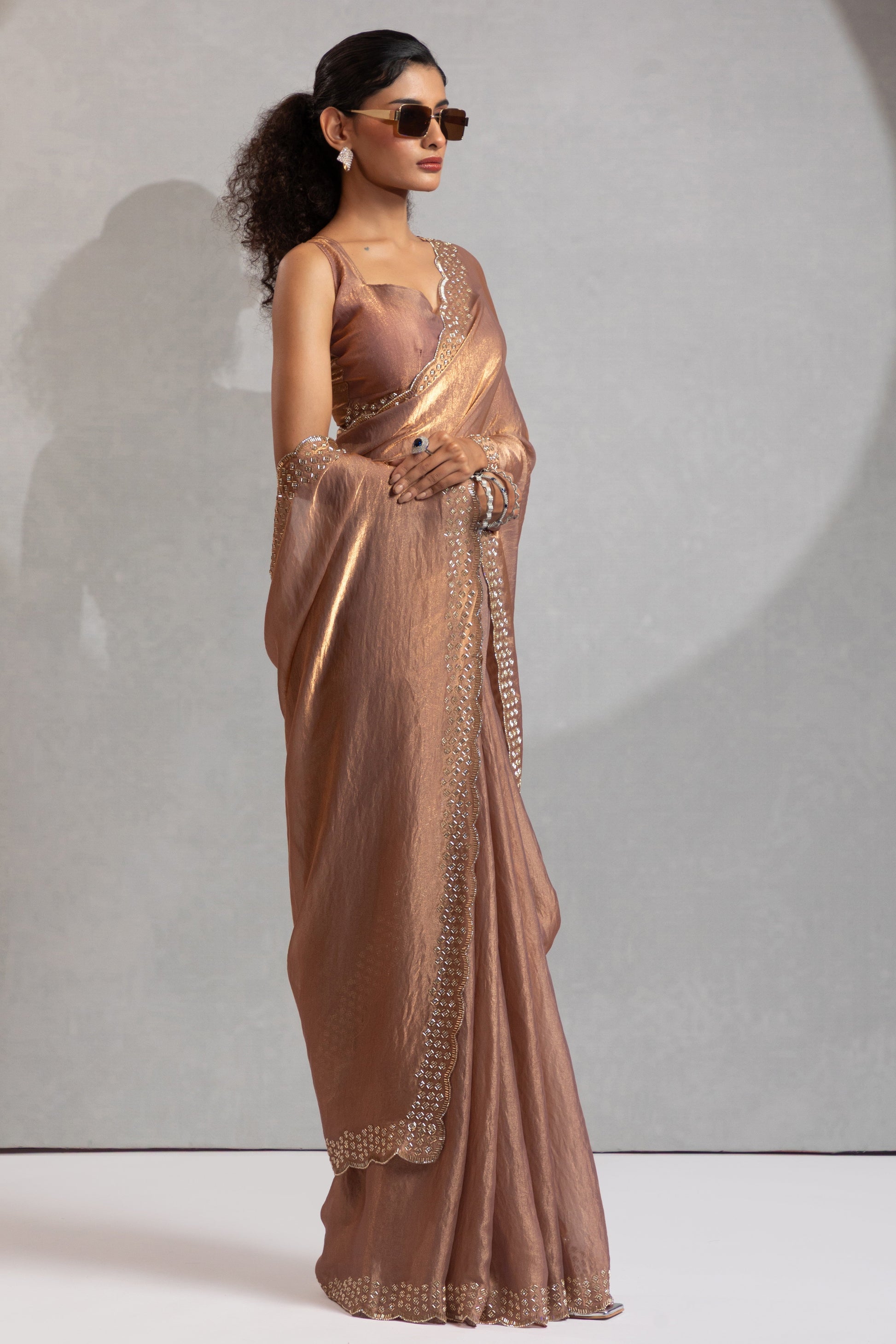 Champagne Gold Satin Silk Stone Work Saree-ZB134881_4_SareeButa.com