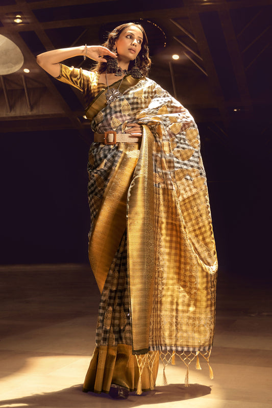 checkered-woven-organza-silk-saree-zb130628_1_SareeButa.com