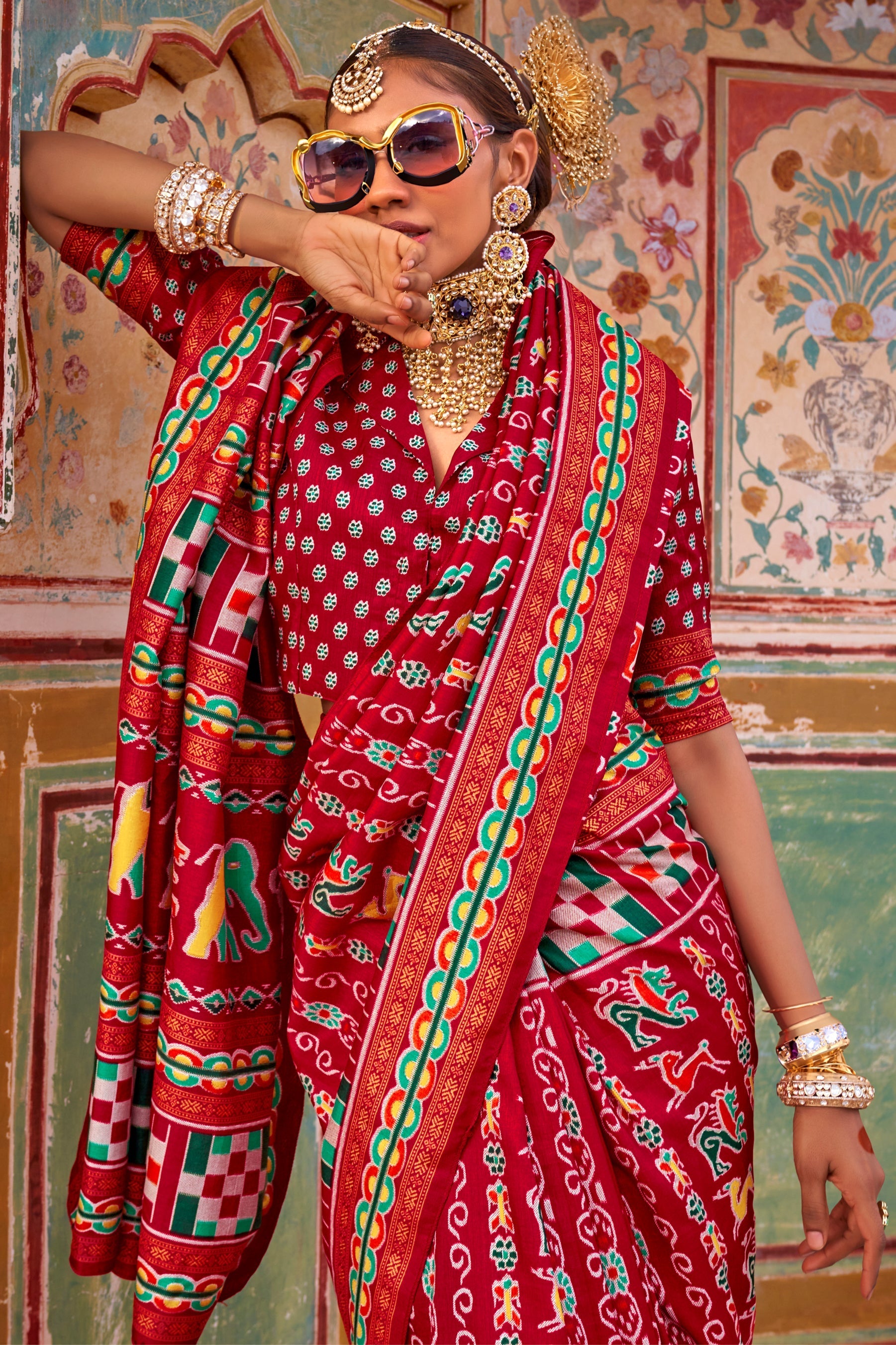 Cherry Pink Printed Silk Saree-ZB133427_2_SareeButa.com