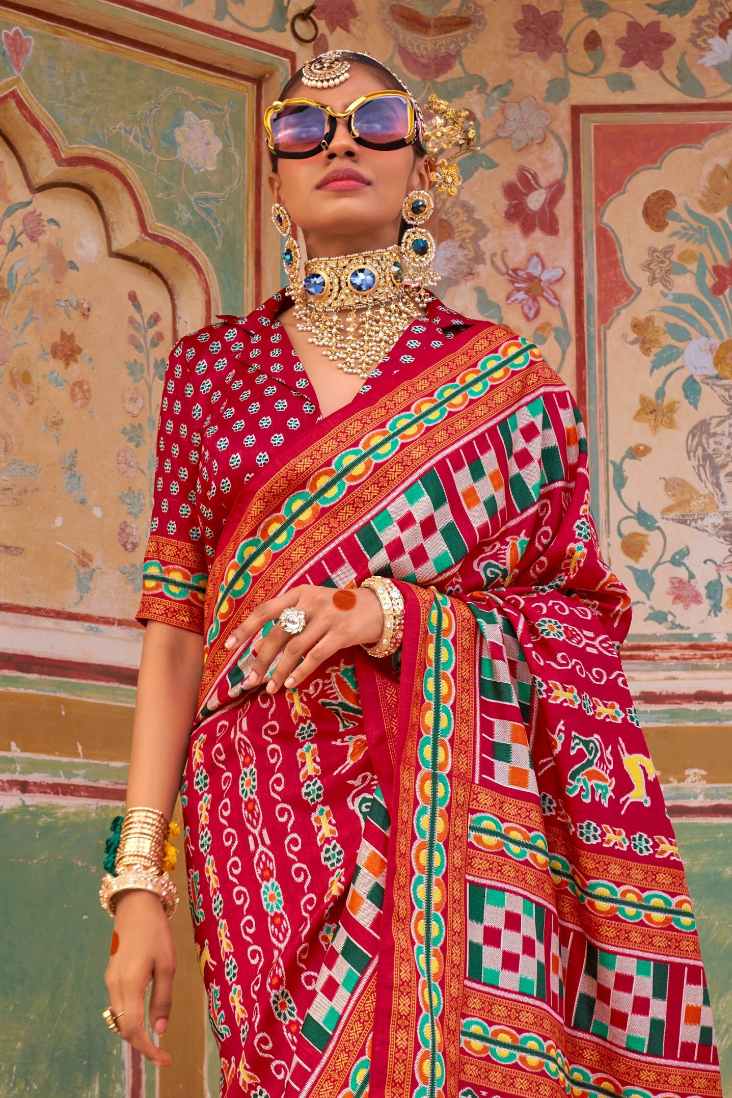 Cherry Pink Printed Silk Saree-ZB133427_3_SareeButa.com