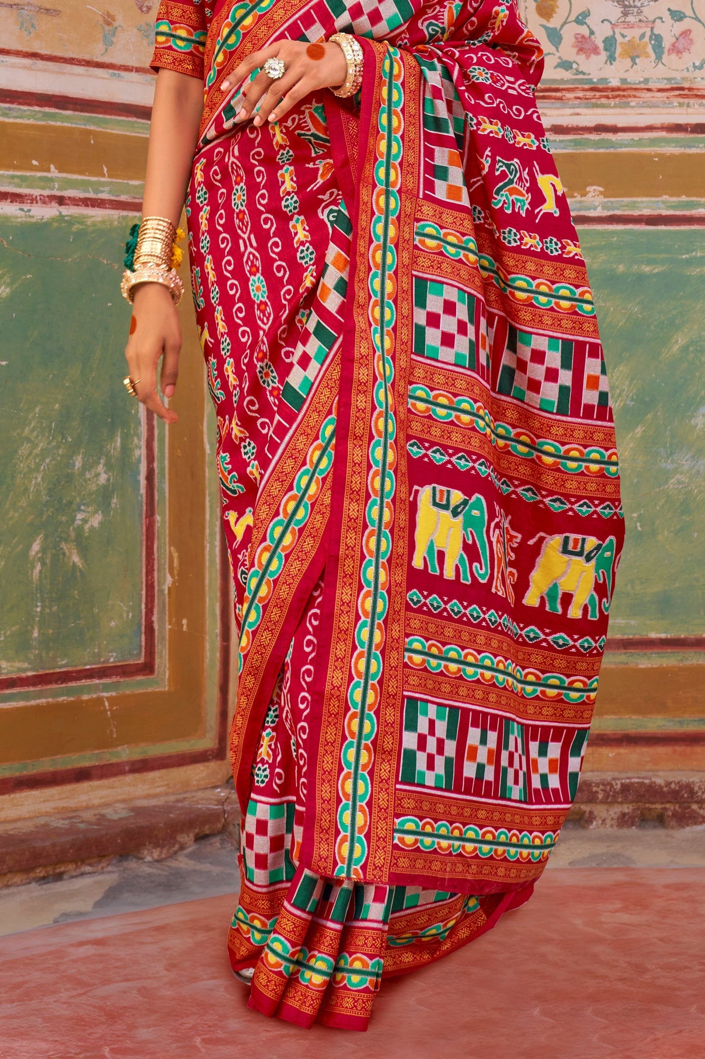 Cherry Pink Printed Silk Saree-ZB133427_4_SareeButa.com