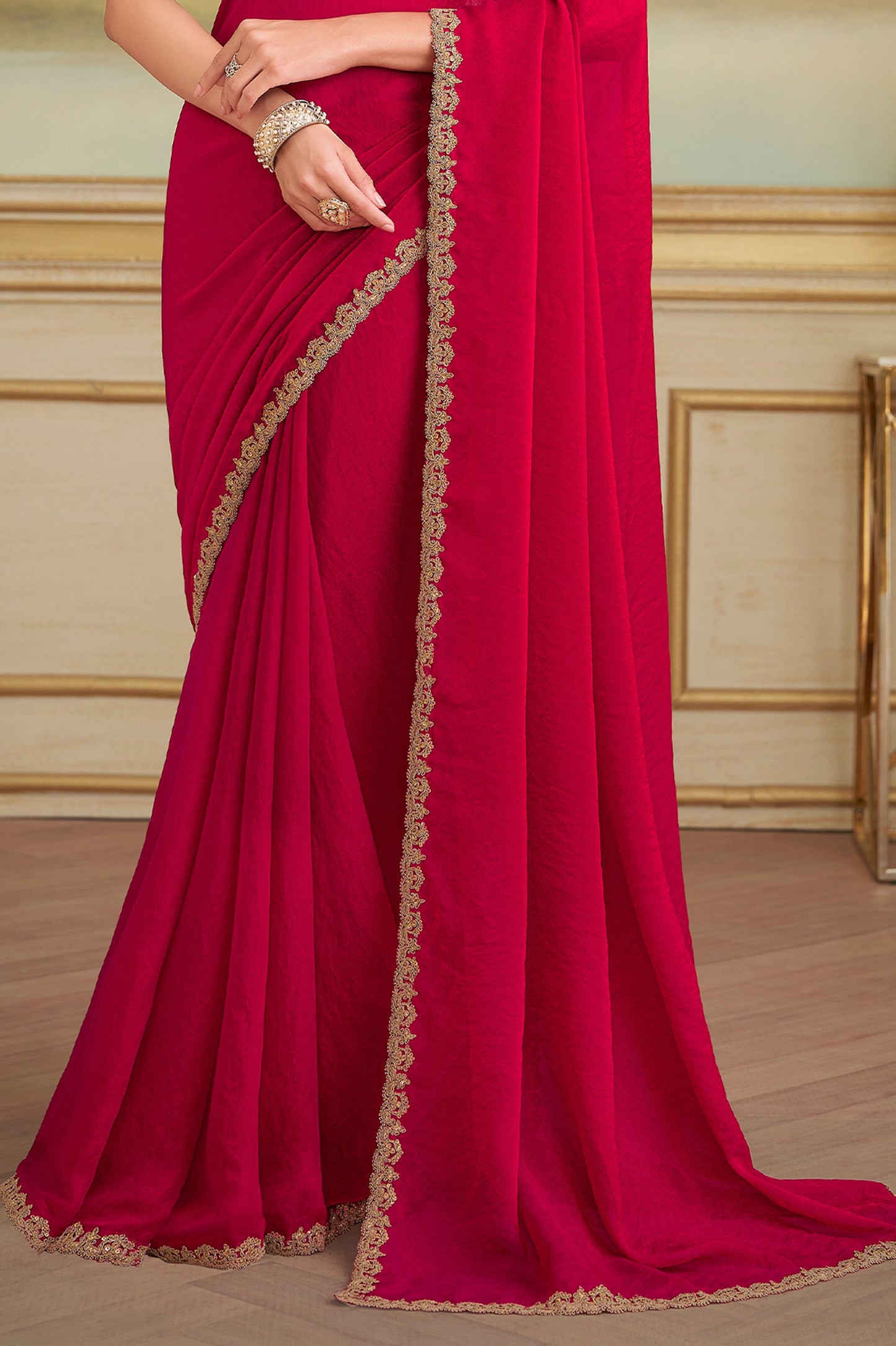 Cherry Red Embroidered Georgette Saree-SAR10836_4_SareeButa.com