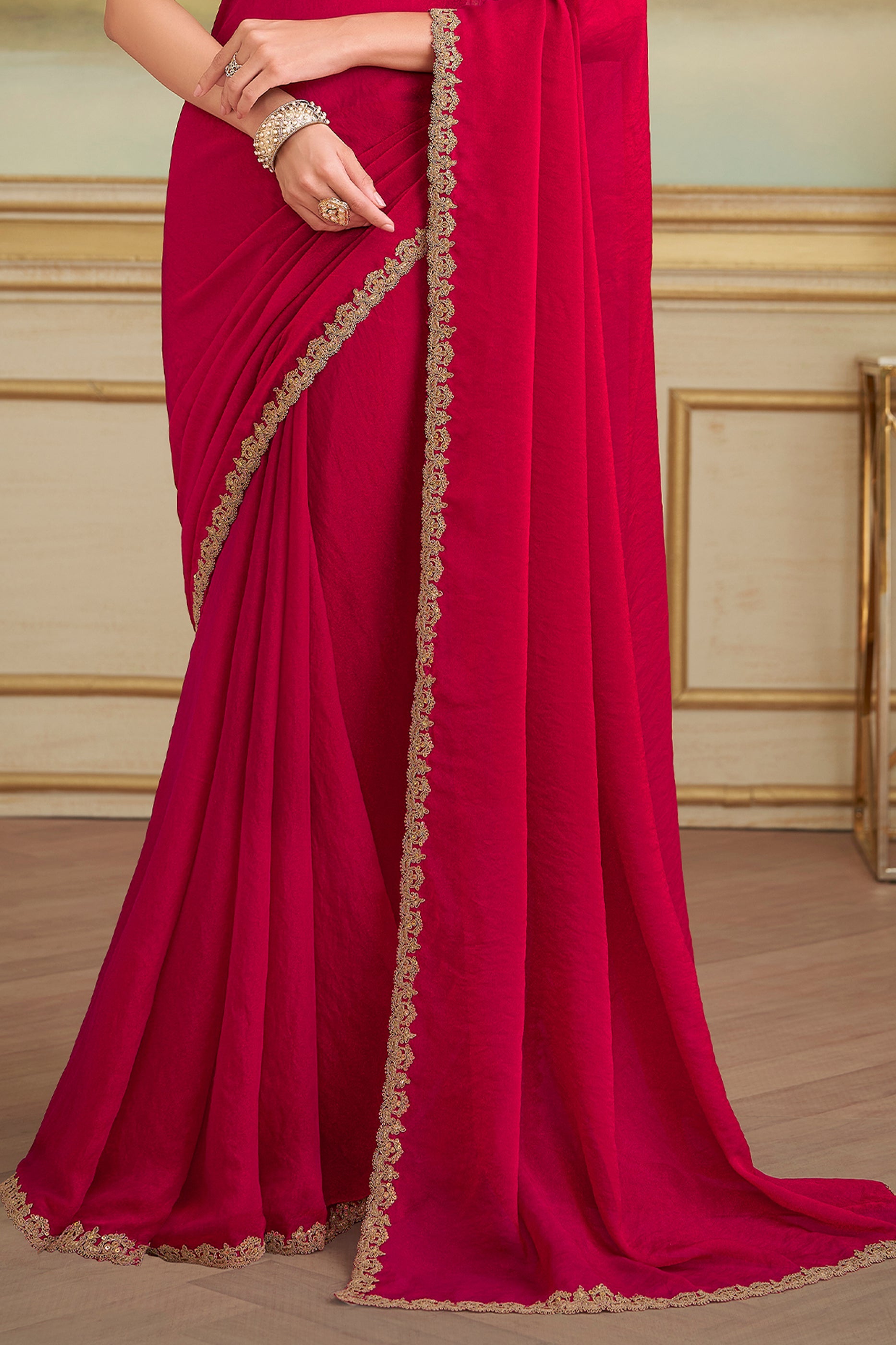 Cherry Red Embroidered Georgette Saree-SAR10836_4_SareeButa.com