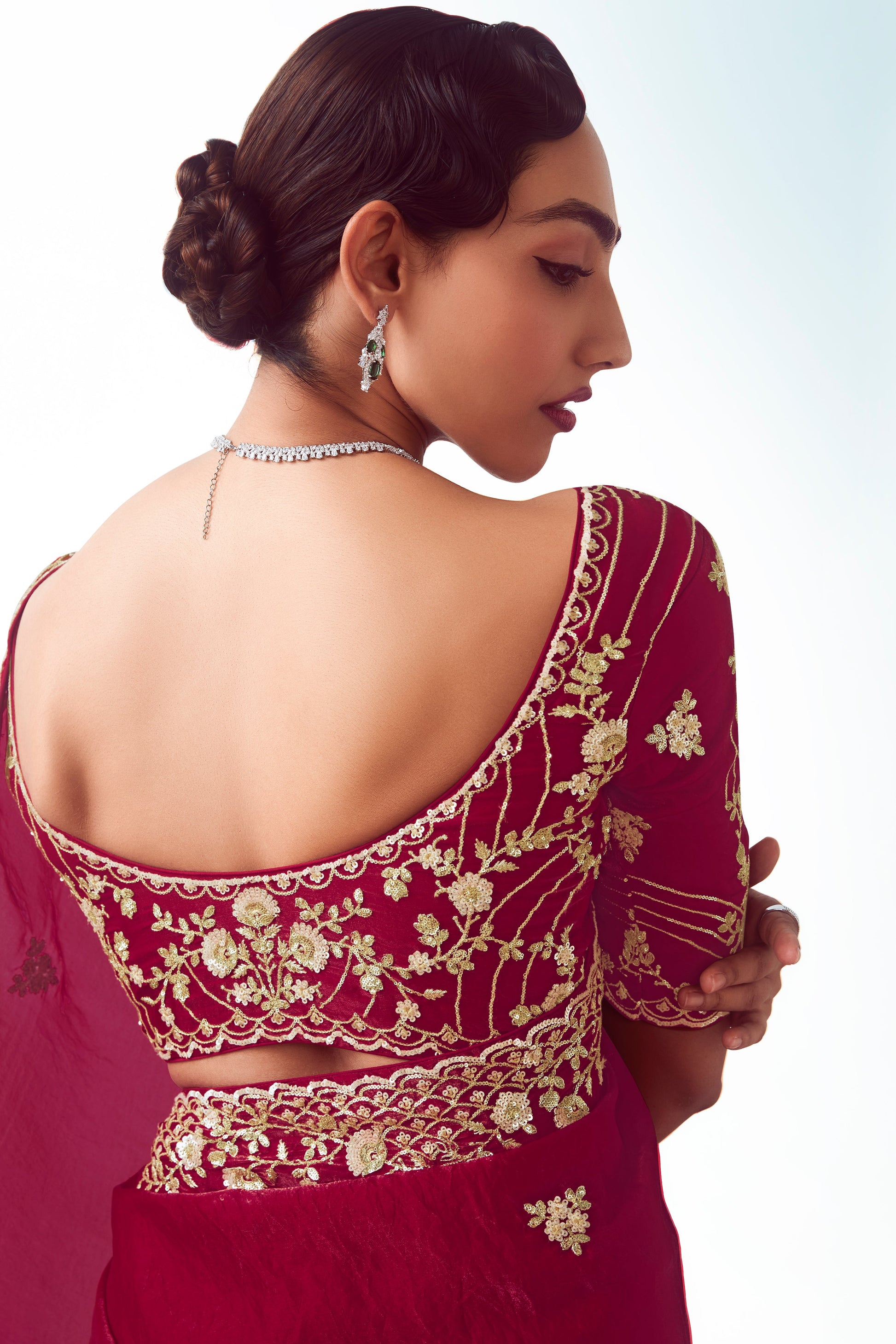 Cherry Red Embroidered Organza Saree-ZB134772_3_SareeButa.com