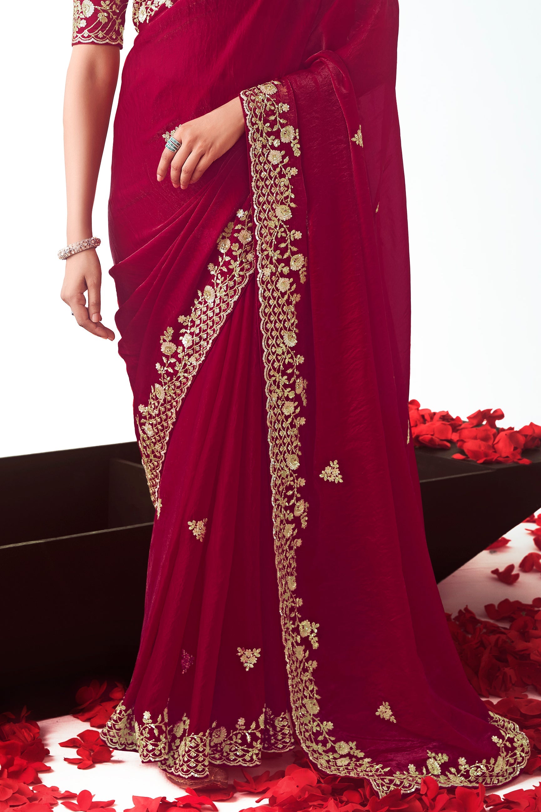 Cherry Red Embroidered Organza Saree-ZB134772_5_SareeButa.com