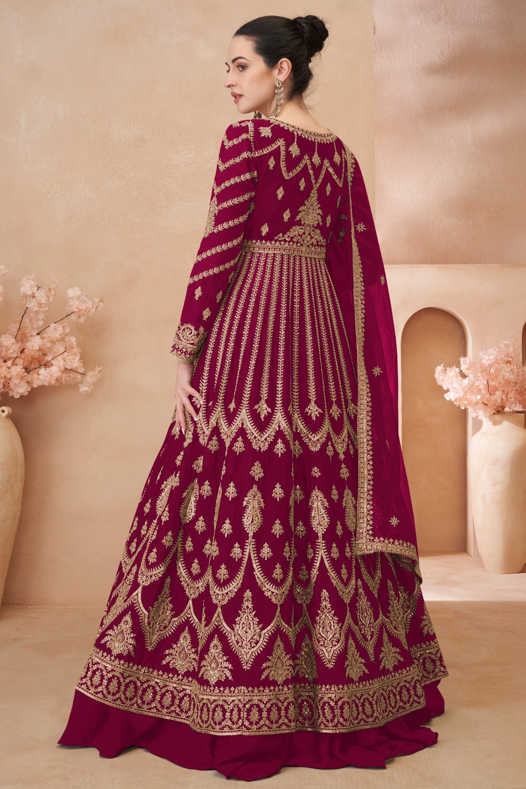 Pink Readymade Heavy Work Chinon Skirt Suit-SS620_3_SareeButa.com