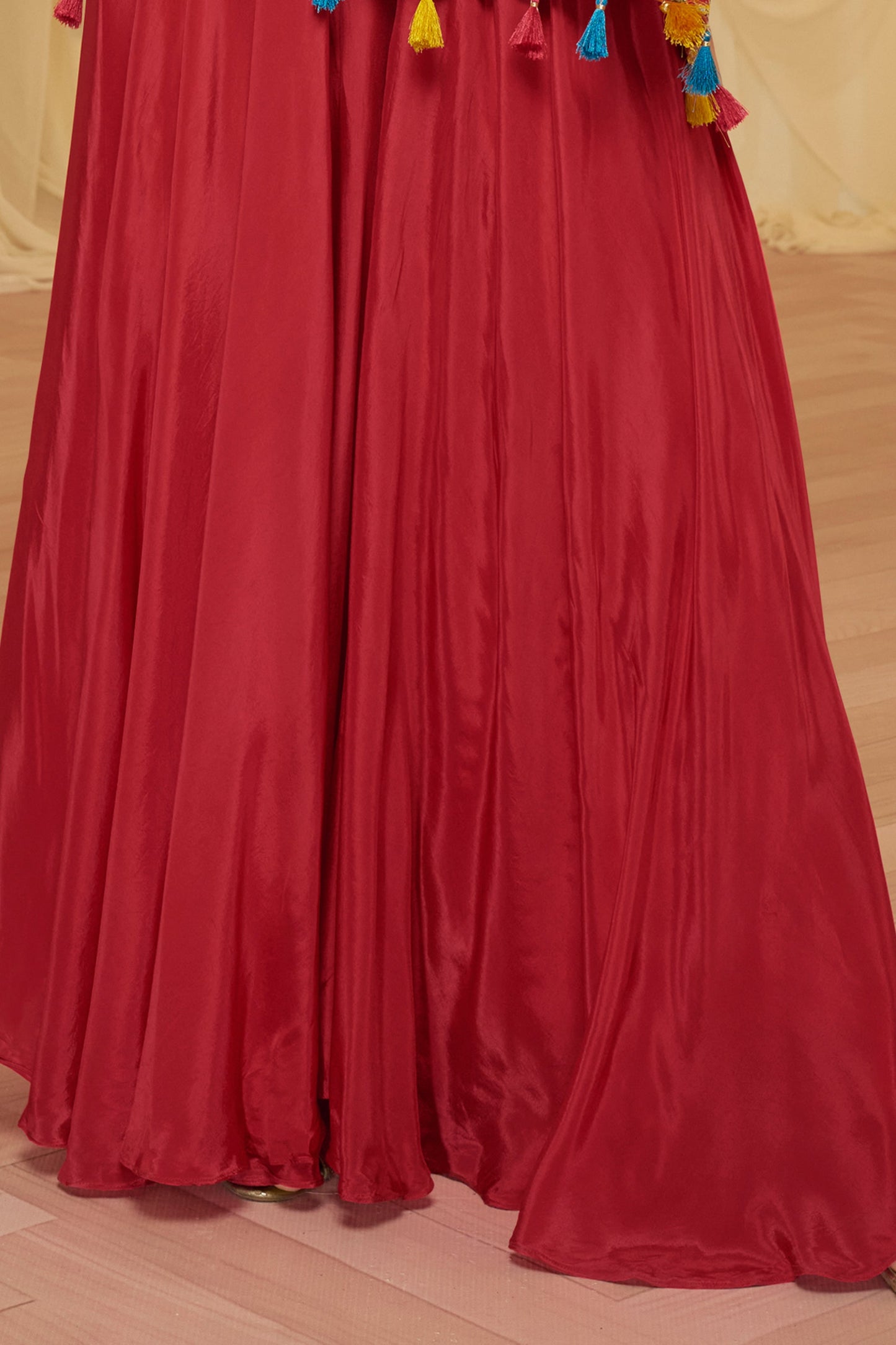 Cherry Red Readymade One Shoulder Palazzo Set-SAR12059_5_SareeButa.com