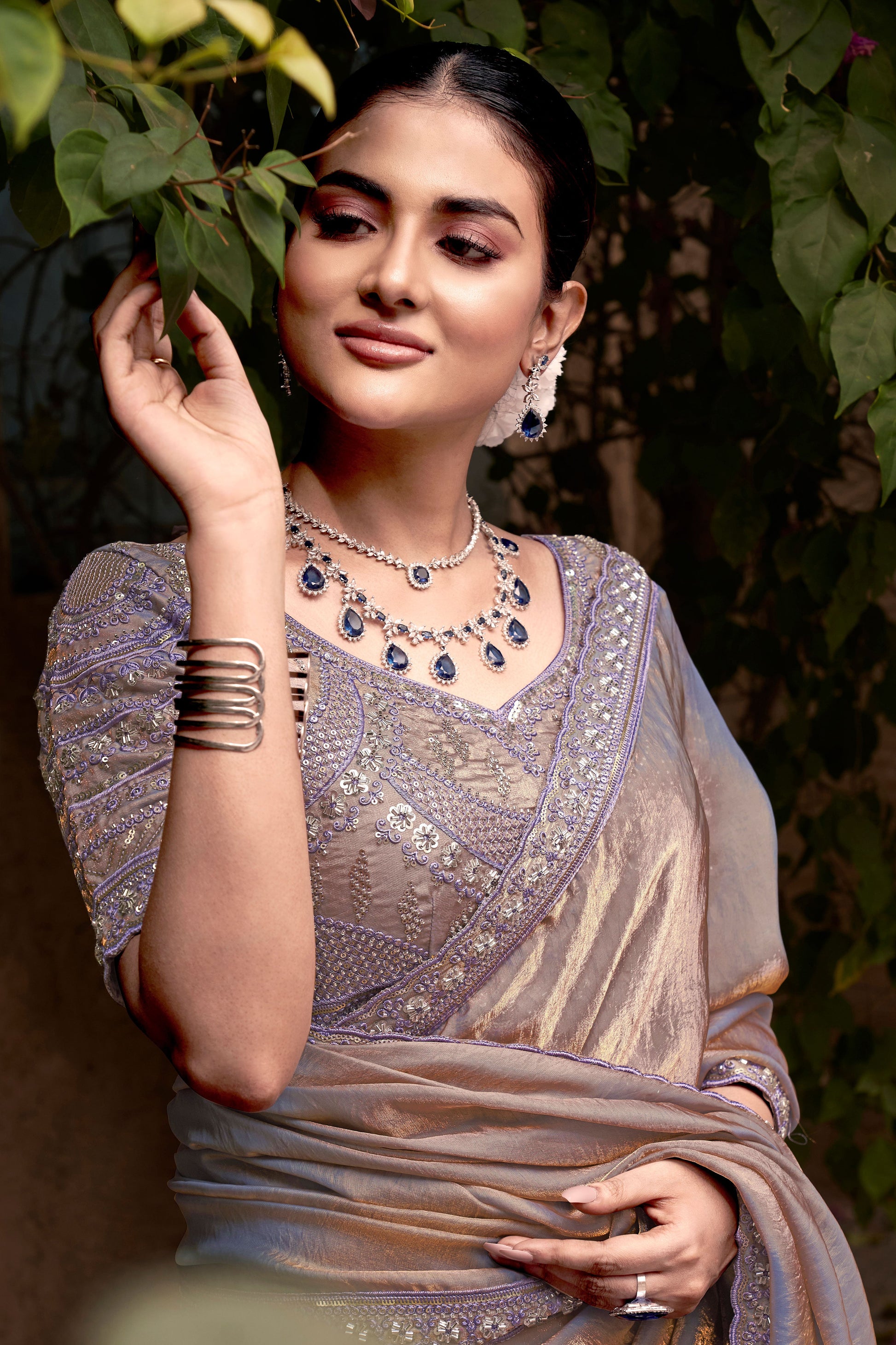 Chiku Gradient Satin Silk Saree with Readymade Blouse-ZB133938_2_SareeButa.com