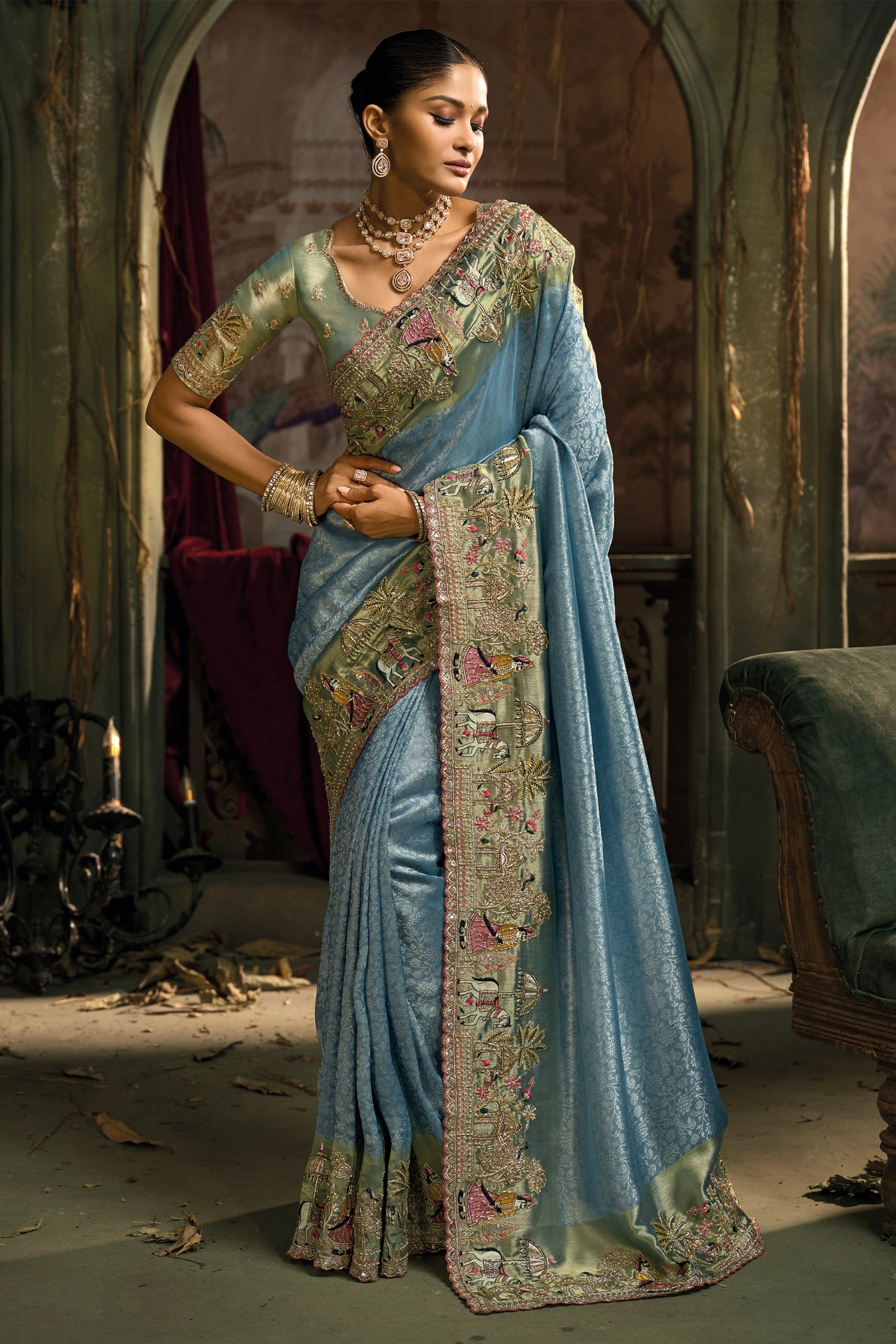 Cool Grey Embroidered Silk Saree-SAR12046_1_SareeButa.com