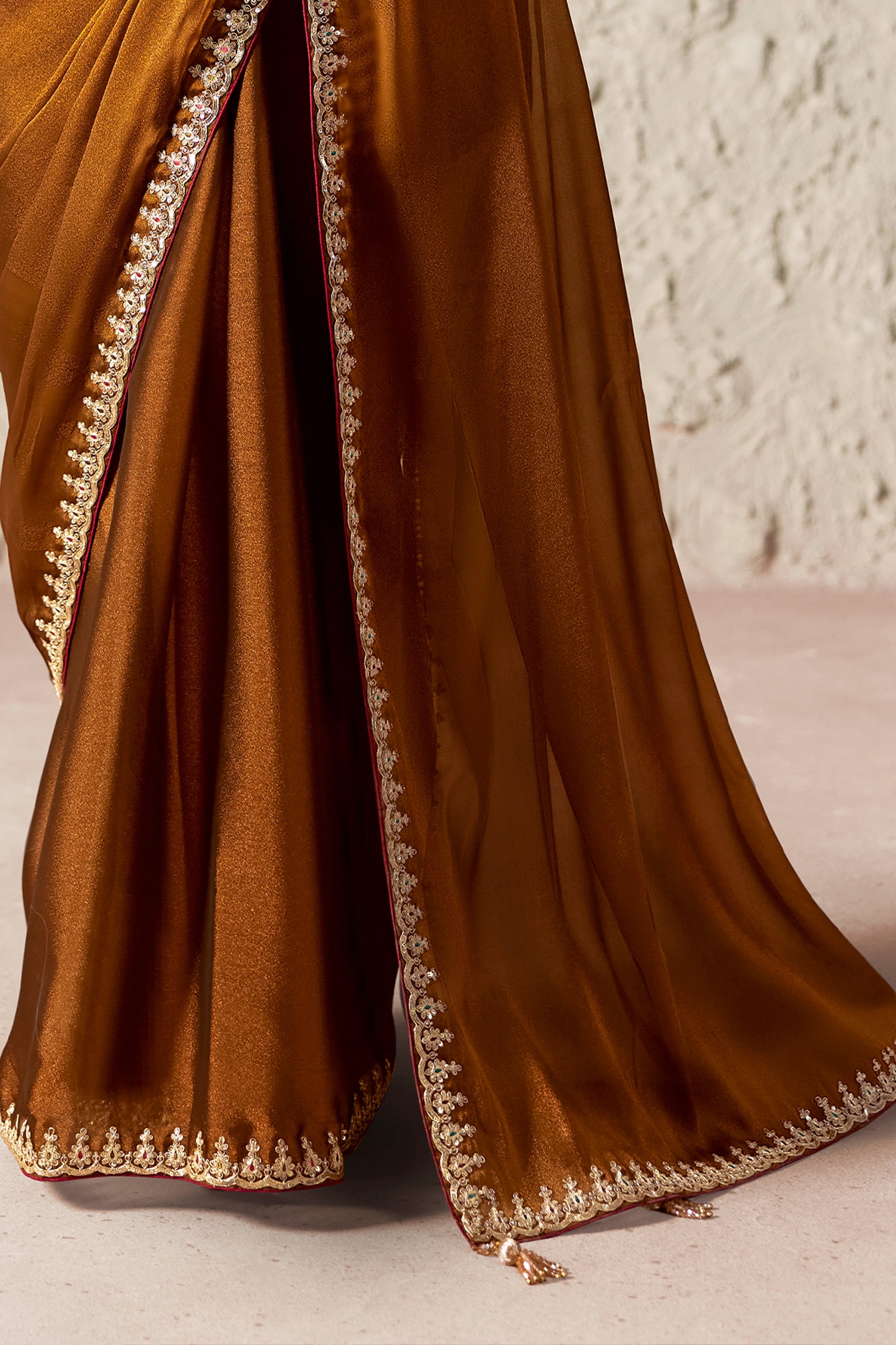 Copper Brown Embroidered Tissue Organza Saree-SAR12789_4_SareeButa.com