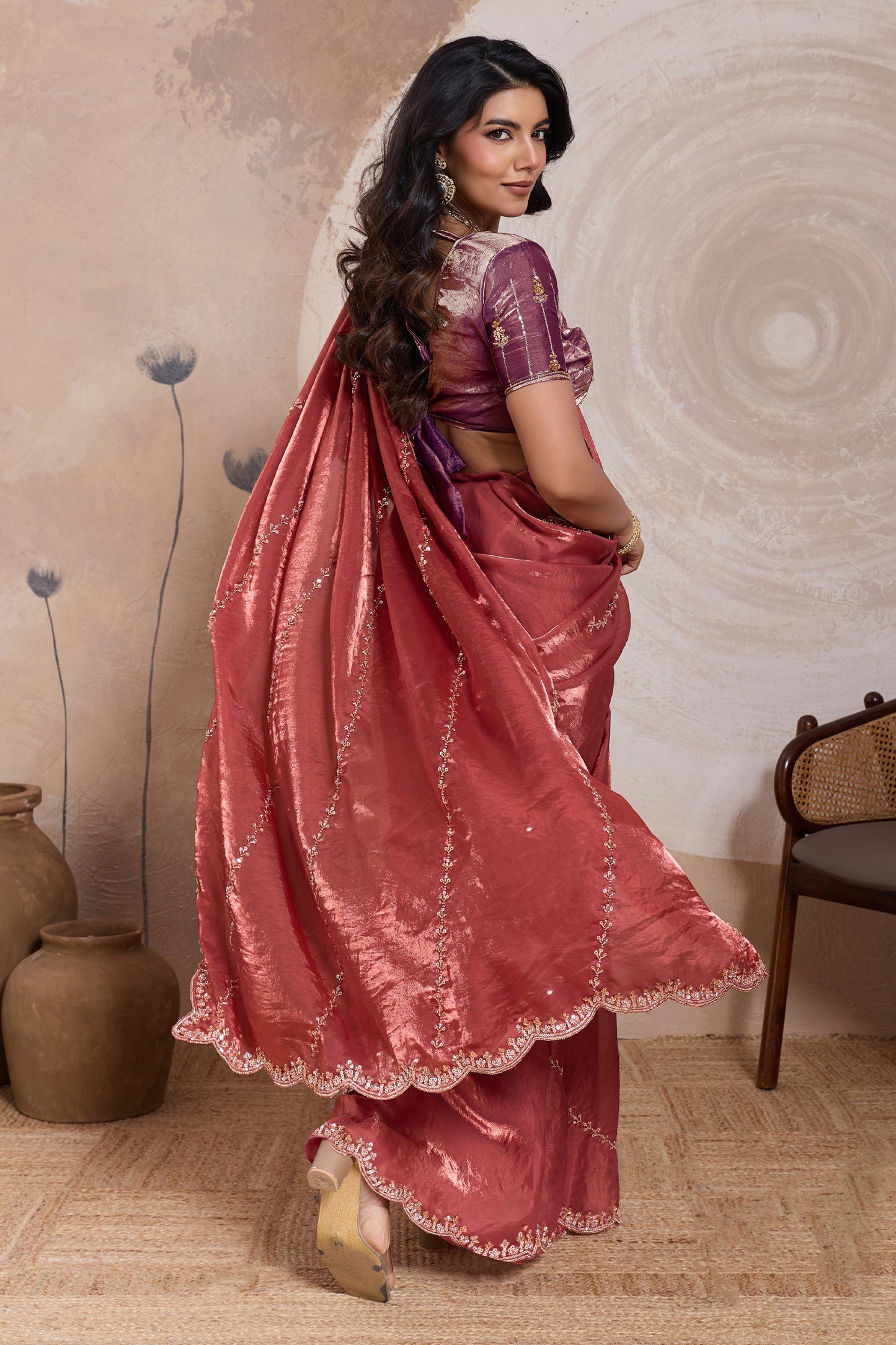 Coral Embroidered Satin Saree-SAR11784_4_SareeButa.com