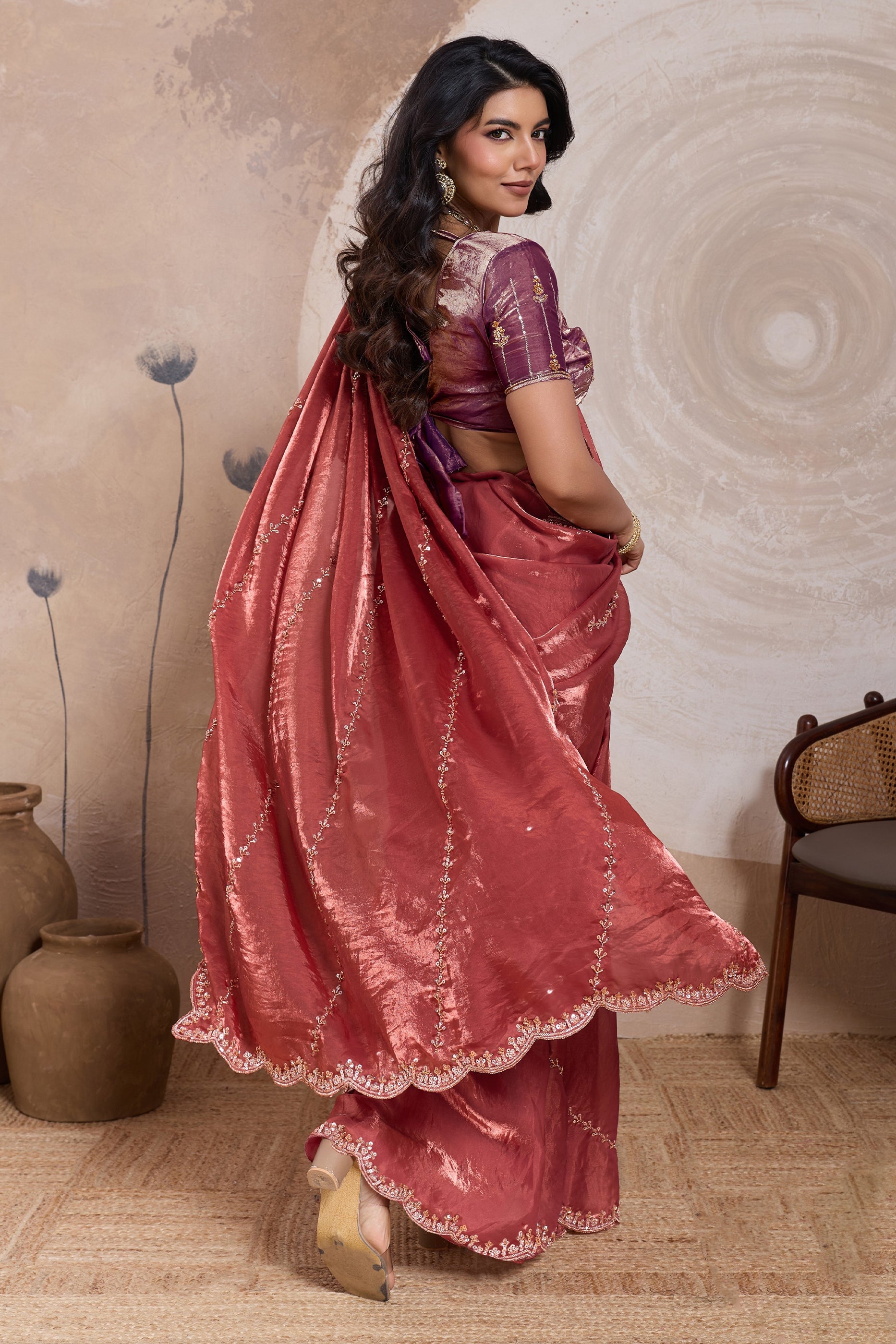 Coral Embroidered Satin Saree-SAR11784_4_SareeButa.com